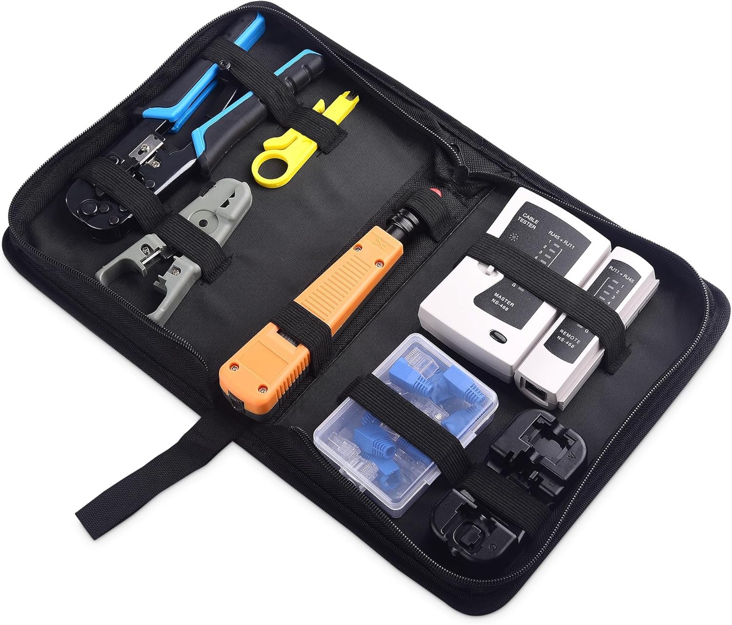 7-in-1 Network Tool Kit with RJ45 Ethernet Crimping Tool, Punch Down Device, Pun