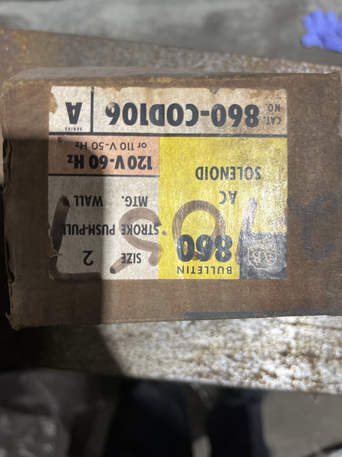 Allen-Bradley 860-C0D106 Size 2 Solenoid Push-Pull AC 120V-60Hz Series A