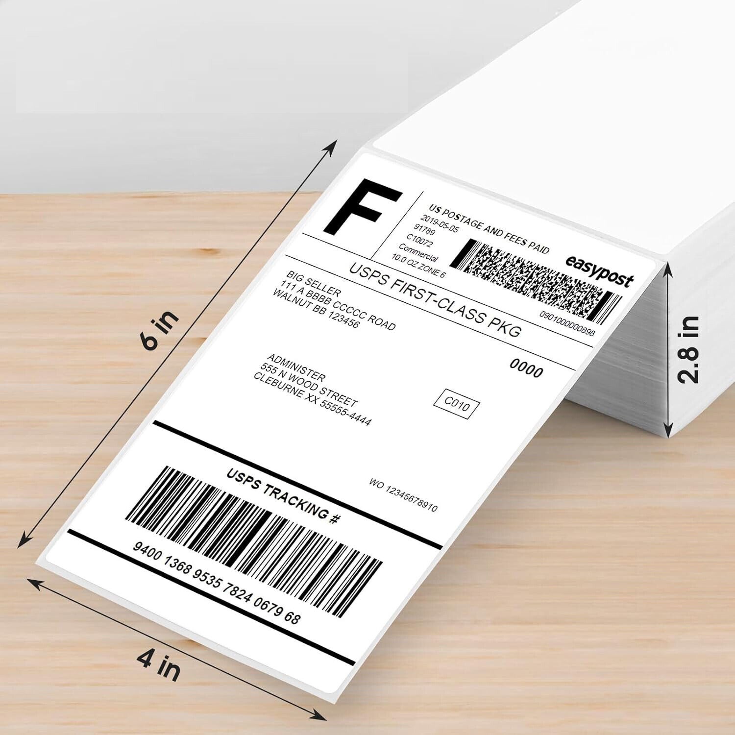 100-1000 4×6 Fanfold Direct Thermal Shipping Labels Perforated for Zebra & Rollo