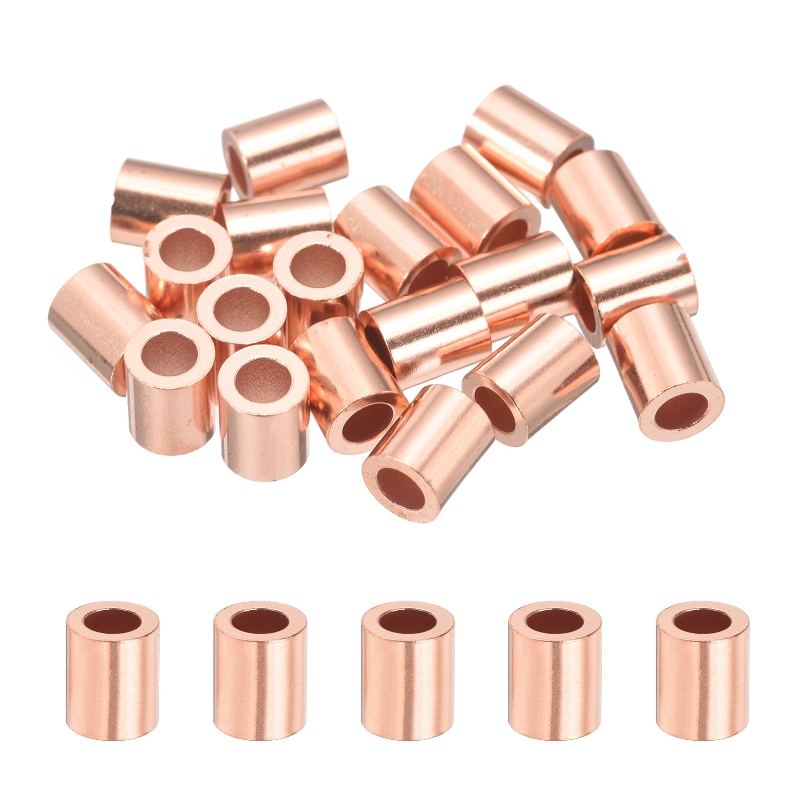 7/64″ (2.8mm) Wire Rope Stop Sleeve, 20 Pcs Copper Crimping Loops Sleeve