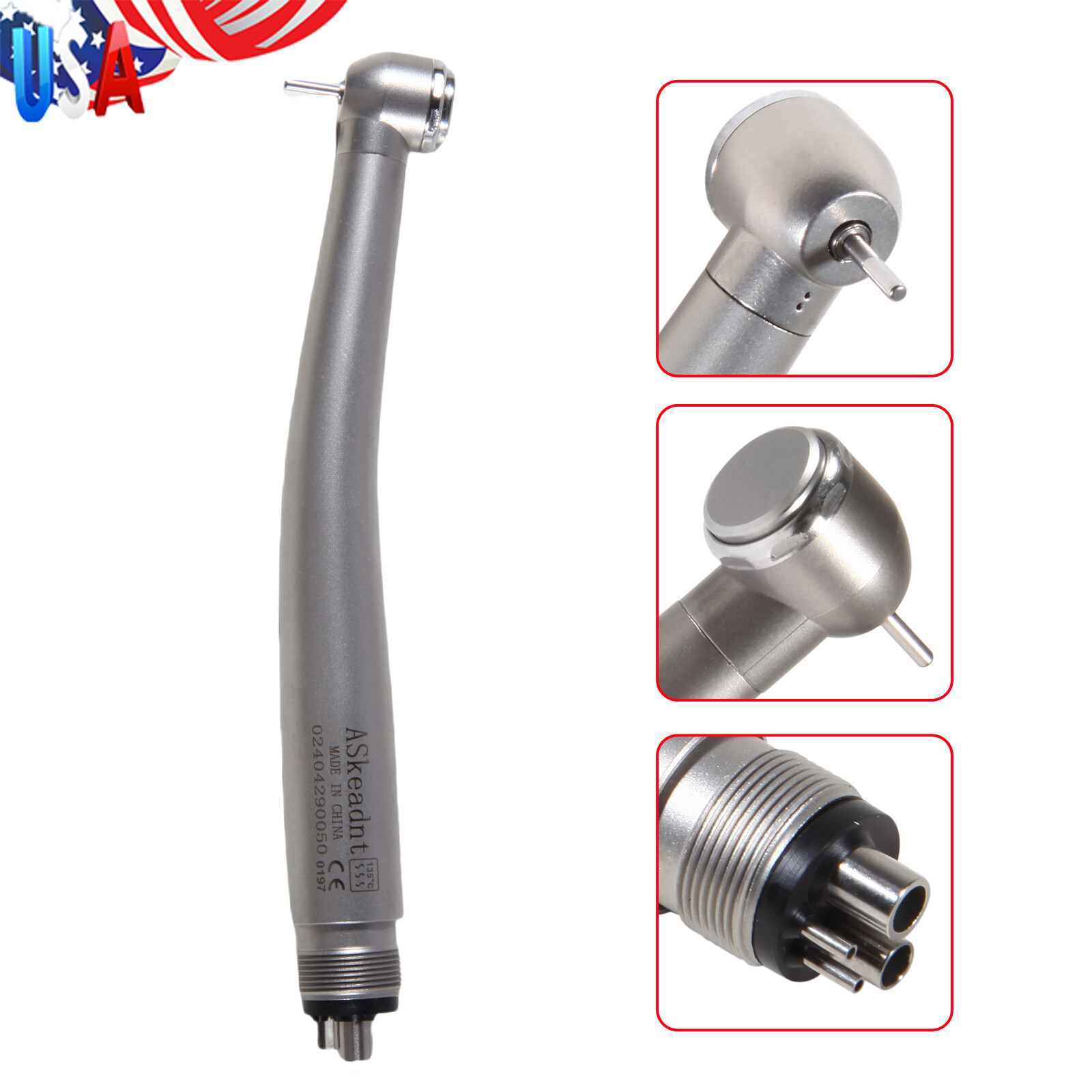 10 ASkeadnt NEW Dental High Speed HANDPIECES Fast Turbine Push Button 4-H