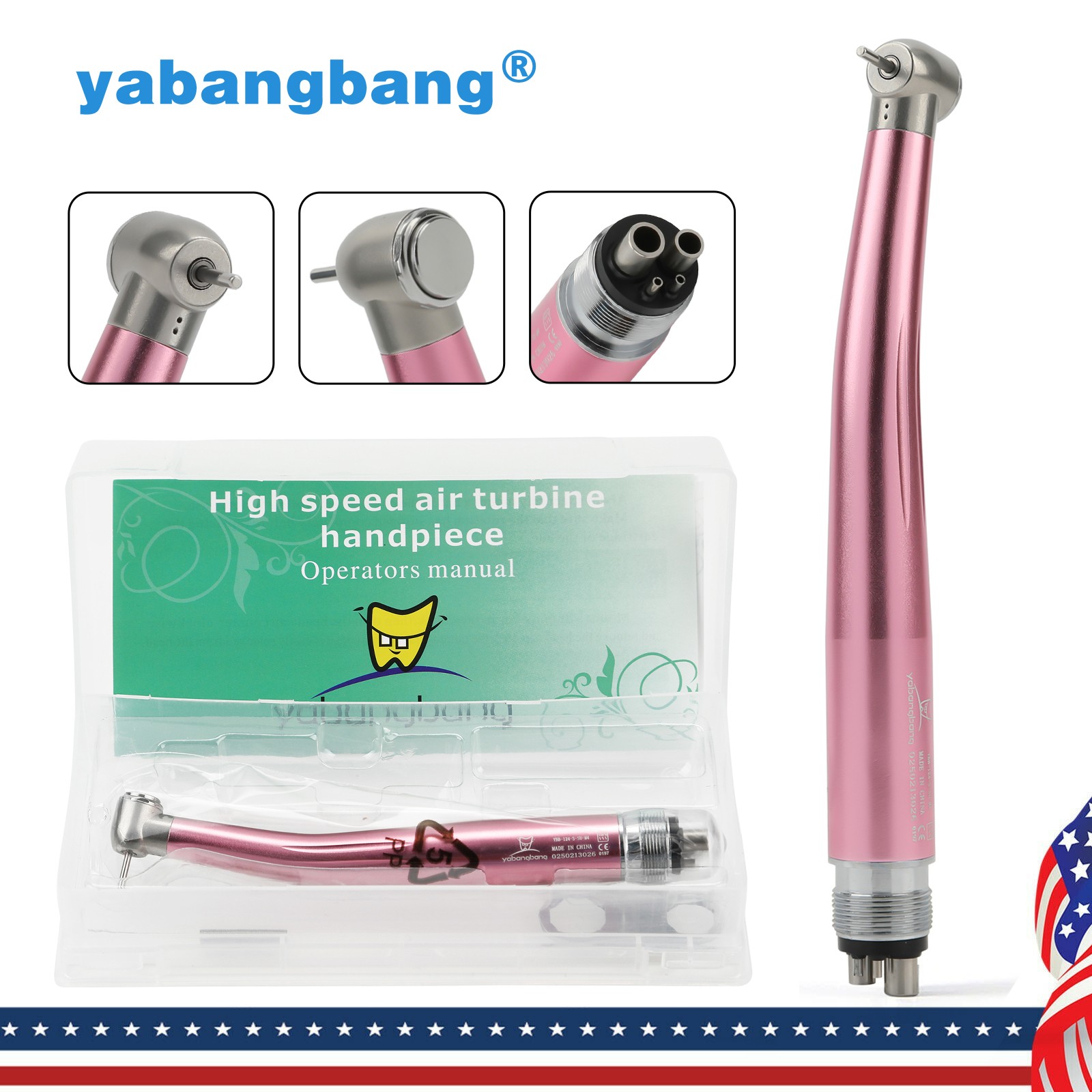 US NSK Dental High Speed Handpiece Air Turbine Anti-retraction 4 Hole Colorful