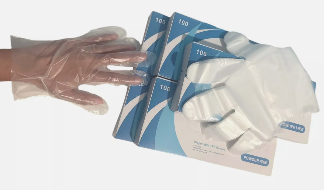 Disposable TPE Food Safe Grade Gloves Transparent Clear Plastic come in with box