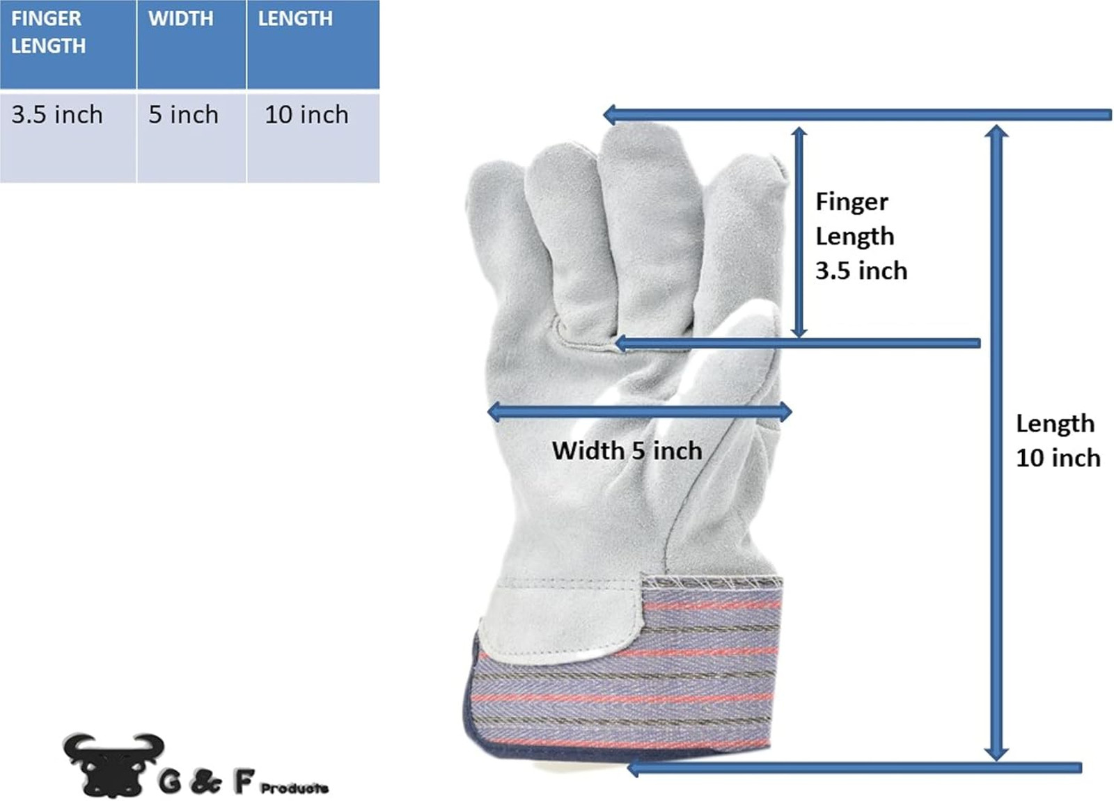Cowhide Leather Work Gloves Pack of 60 with Cotton Back and Rubber Safety Cuff