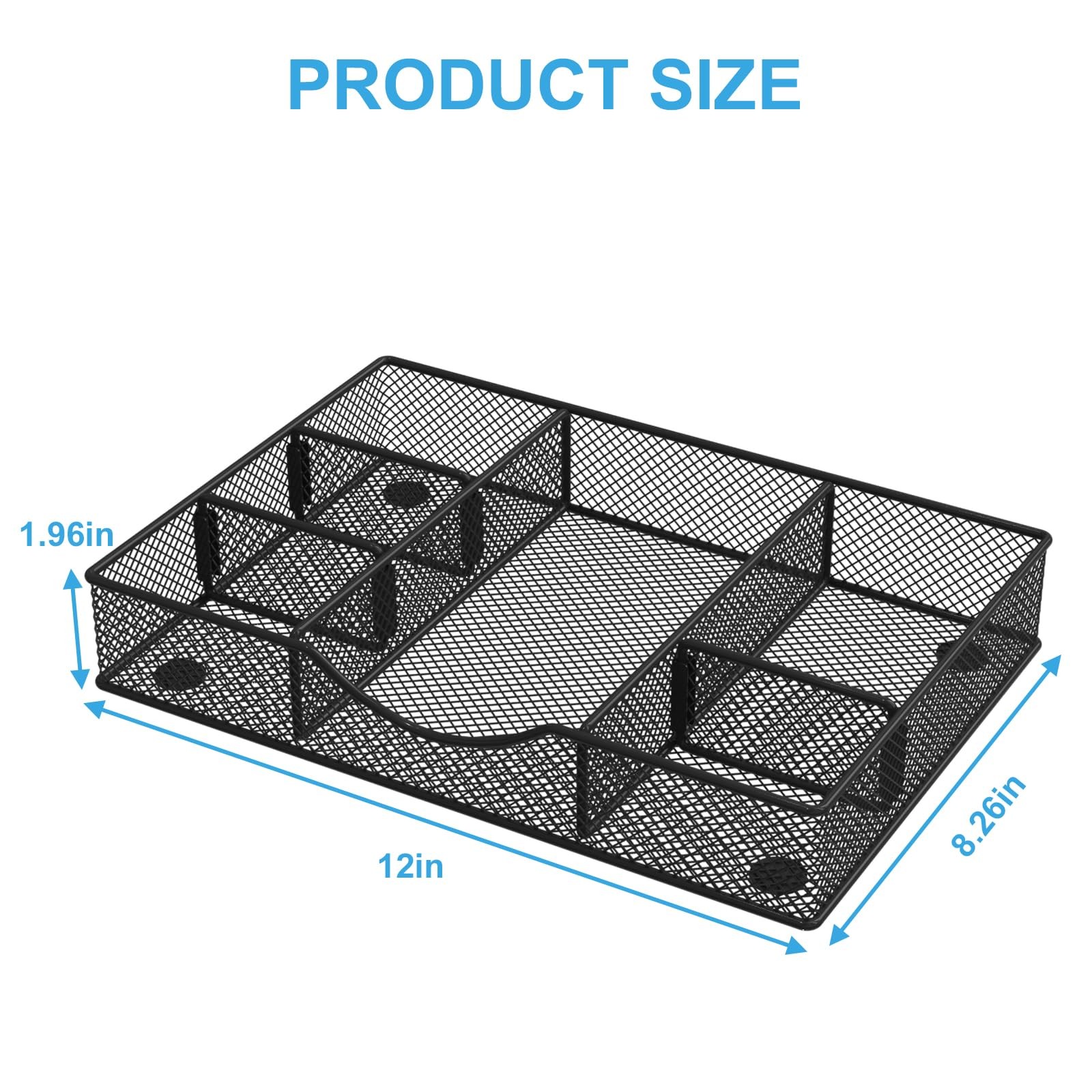 Desk Drawer Organizer Tray, Metal Mesh Drawer Organizers Office, 6 Adjustable…