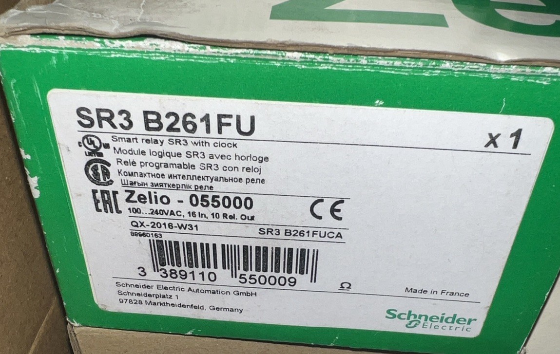 Schneider SR3B261FU Zelio Logic SR3 Modular Compact Smart Relay,26 I/O Brand New