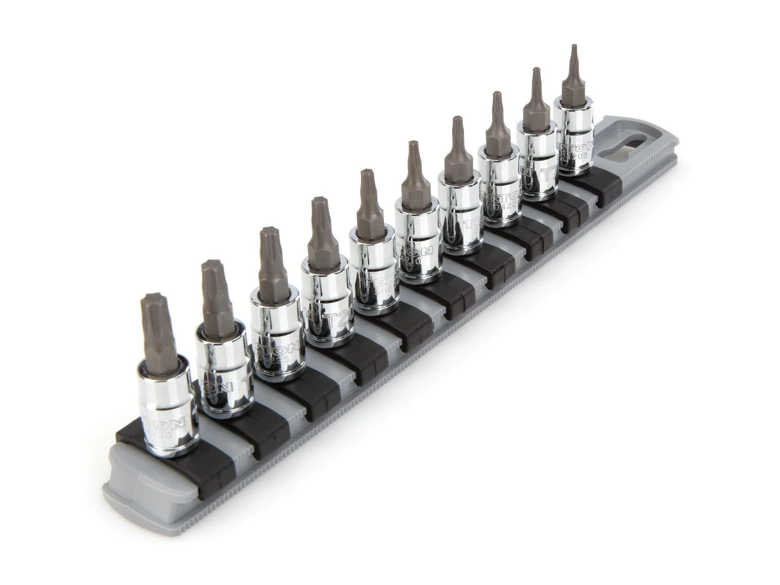 Tekton 1/4 Inch Drive Torx Bit Socket Set Rail 10-Piece T6-T30 Shb90103
