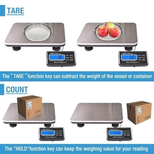 Digital Shipping Scale 660lb 0.2lb LCD Stainless Steel Platform Backlit Display