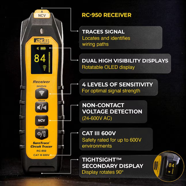 IDEAL SureTrace OLED Circuit Tracer Specialty Meter 600A 0-600V AC Volt Tester