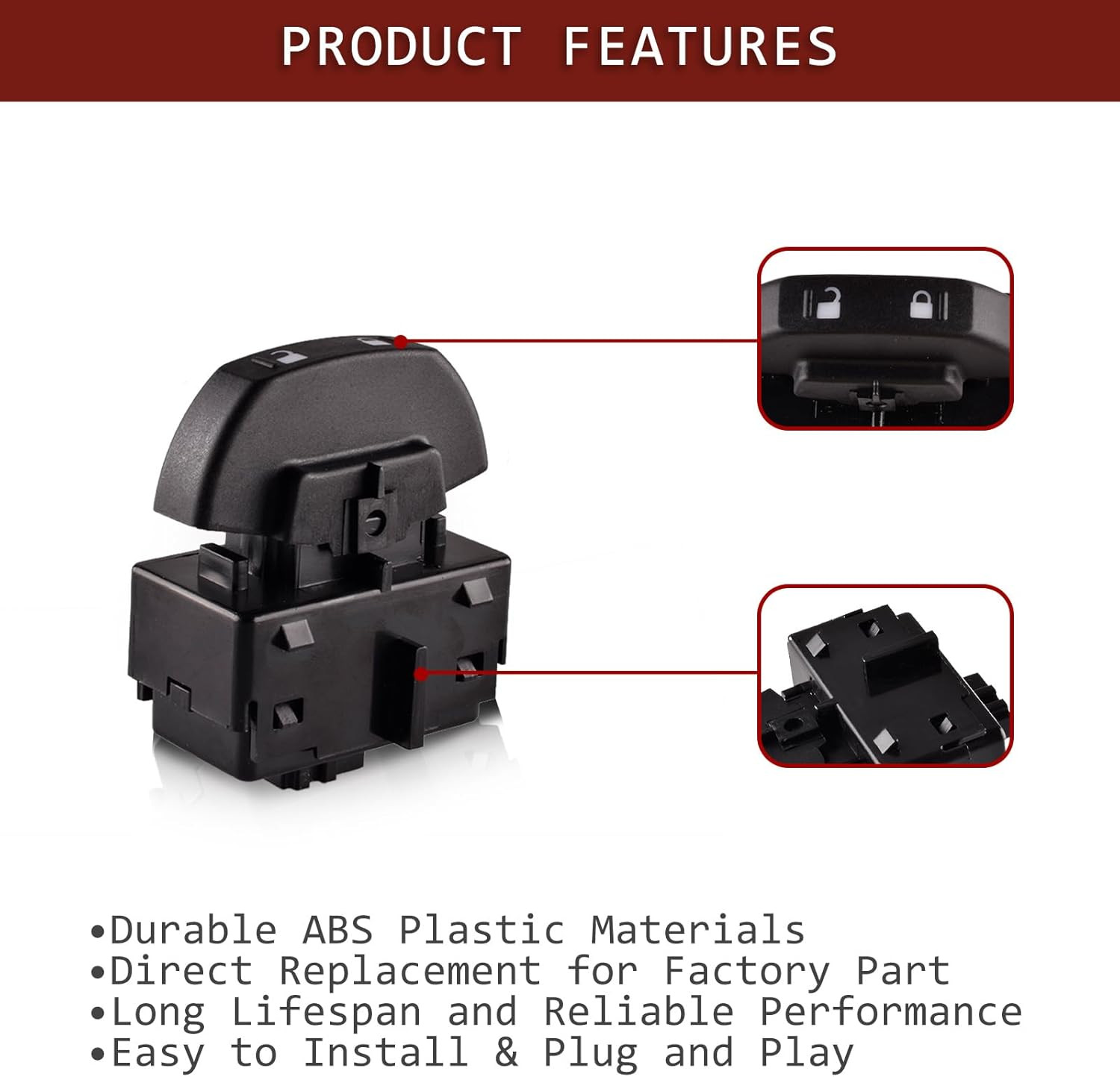 Front Power Door Lock Switch for 2009-2014 Ford F-150 9L3Z-14028-AA SW-7254 Asse