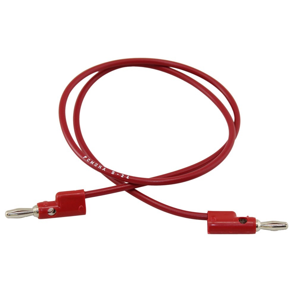 Pomona B-24-2 Stacking Banana Plug Patch Cord, Red, 24-inch, 15A, 18AWG, Lot/2