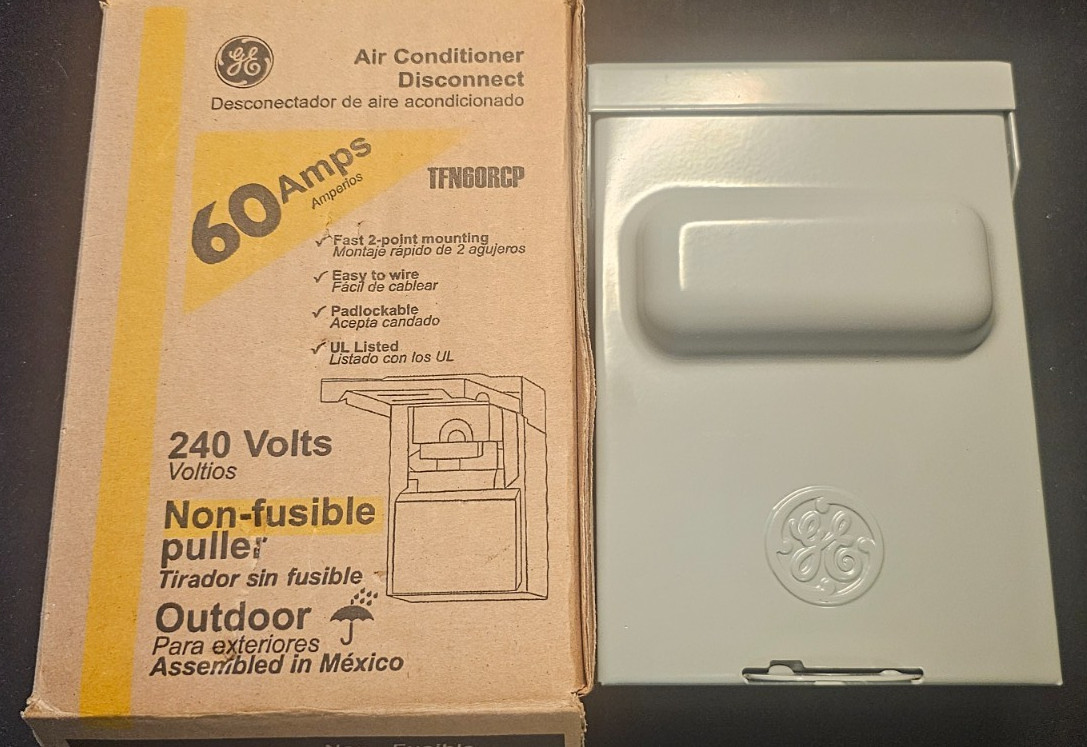 GE 60 Amp Non Fusible Air Conditioner Disconnect TFN60RCP Gray