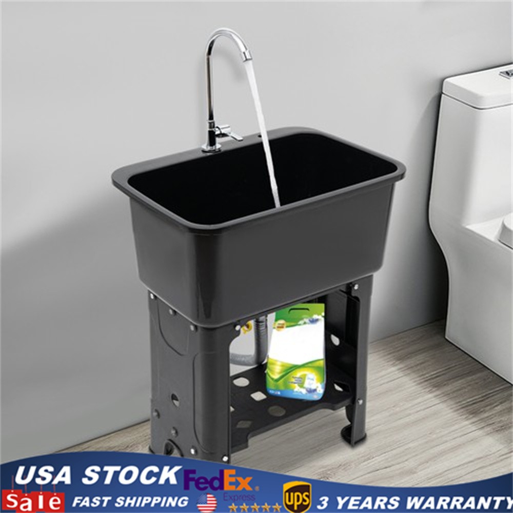 Utility Sink Laundry Tub with Faucet & Basement for Laundry Room Garage or Shop