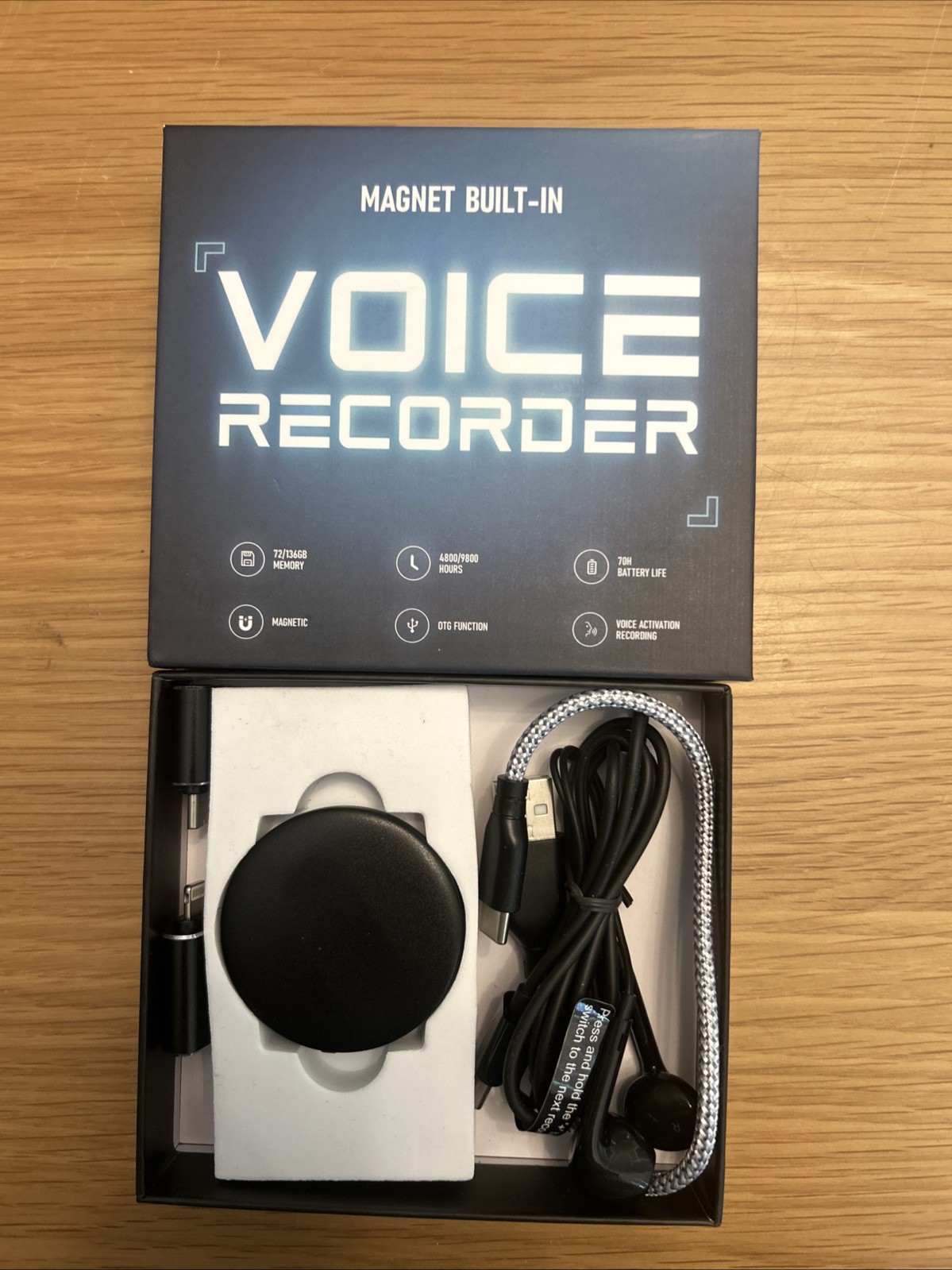 128GB Magnetic Voice Recorder 9800Hrs AI Noise Reduction Portable with Playback
