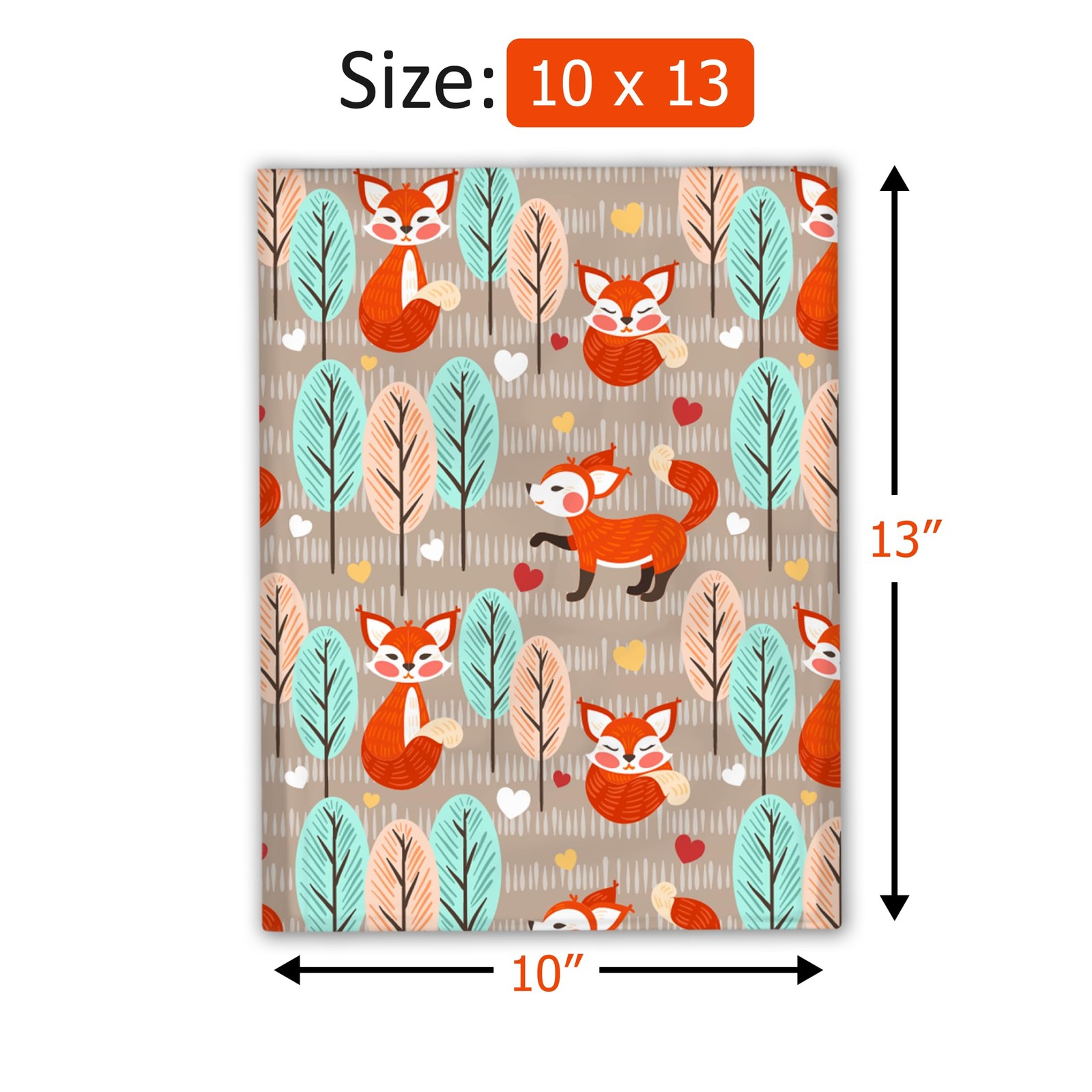100 PCS Fox Designer Poly Mailers Shipping Envelopes Printed Bags 10×13 In