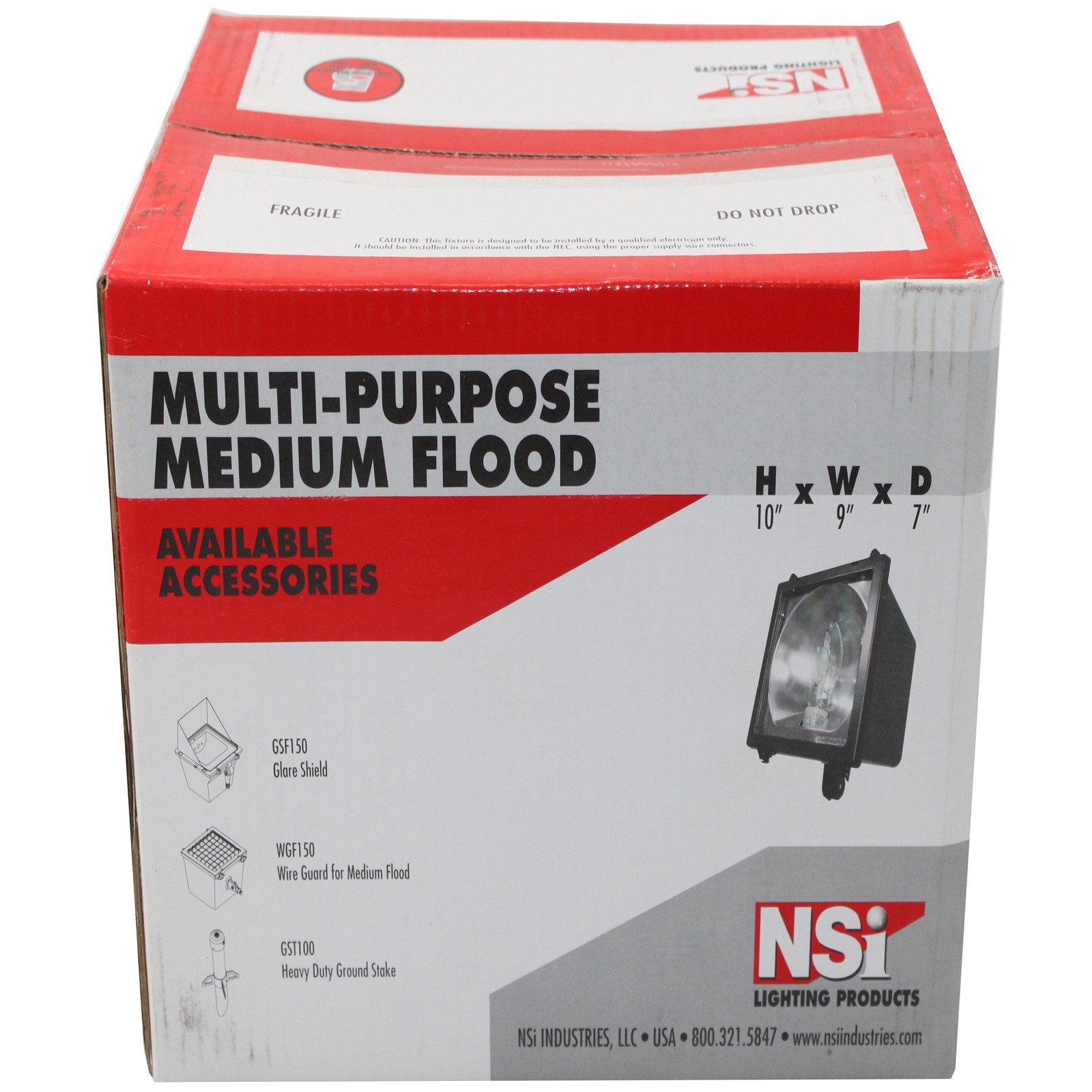 NSI FLM70SQ MEDIUM FLOOD LIGHT 70W HPS WALLPACK OUTDOOR LIGHT LIGHTING FIXTURE