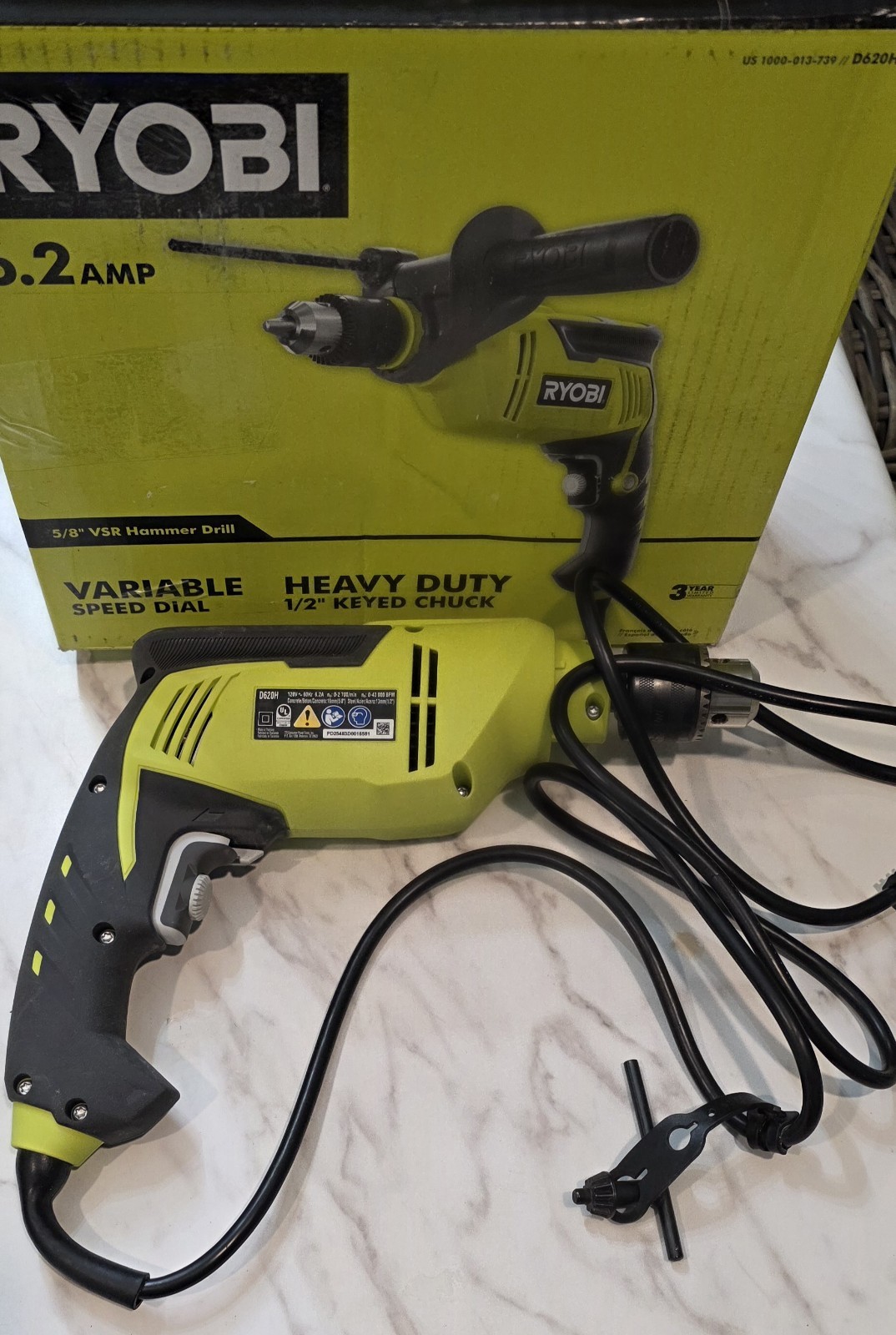 RYOBI 6.2 Amp Corded 5/8 in. Variable Speed Hammer Drill D620H