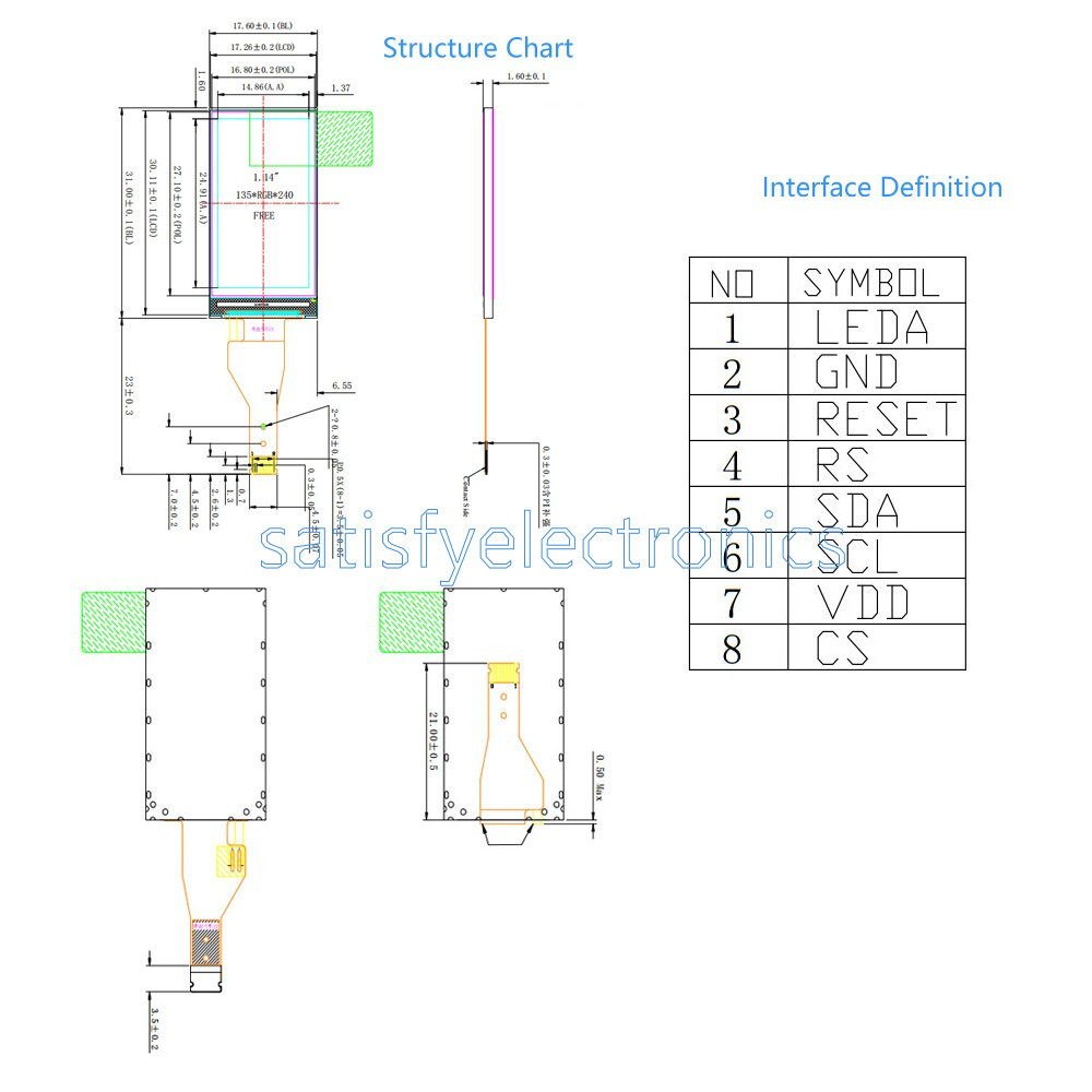 IPS 1.14 Inch HD TFT LCD Screen SPI Interface Colorful Screen 135X240 NEW