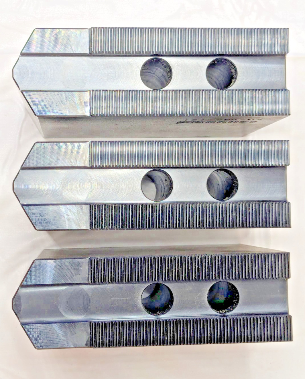 Schunk Steel Soft Lathe Chuck Jaw Set of 3 Serrated 3.937" OAH 132608