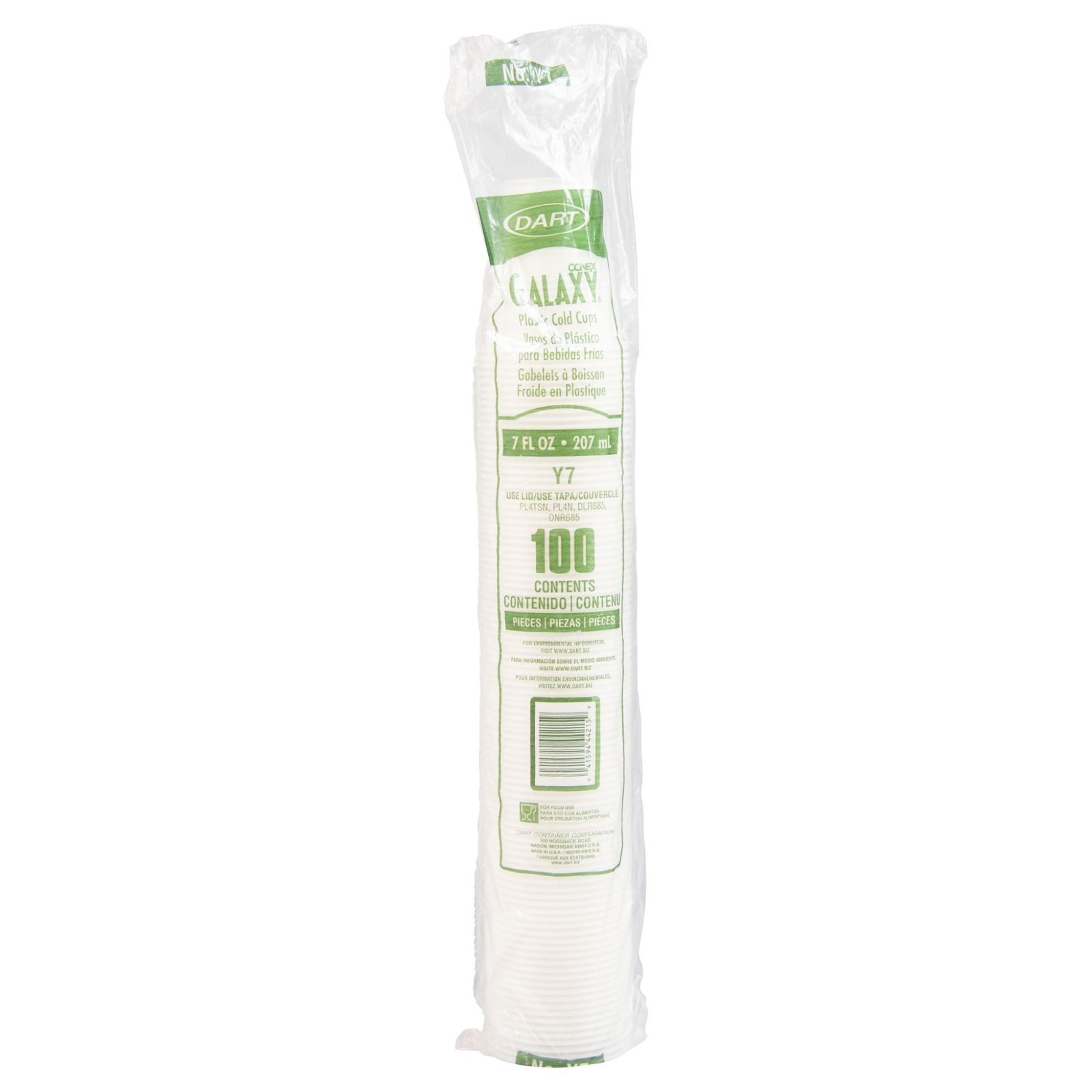 Dart Y7 Conex Galaxy 7 oz Translucent Polystyrene Cold Drink Cups 2,500/Case