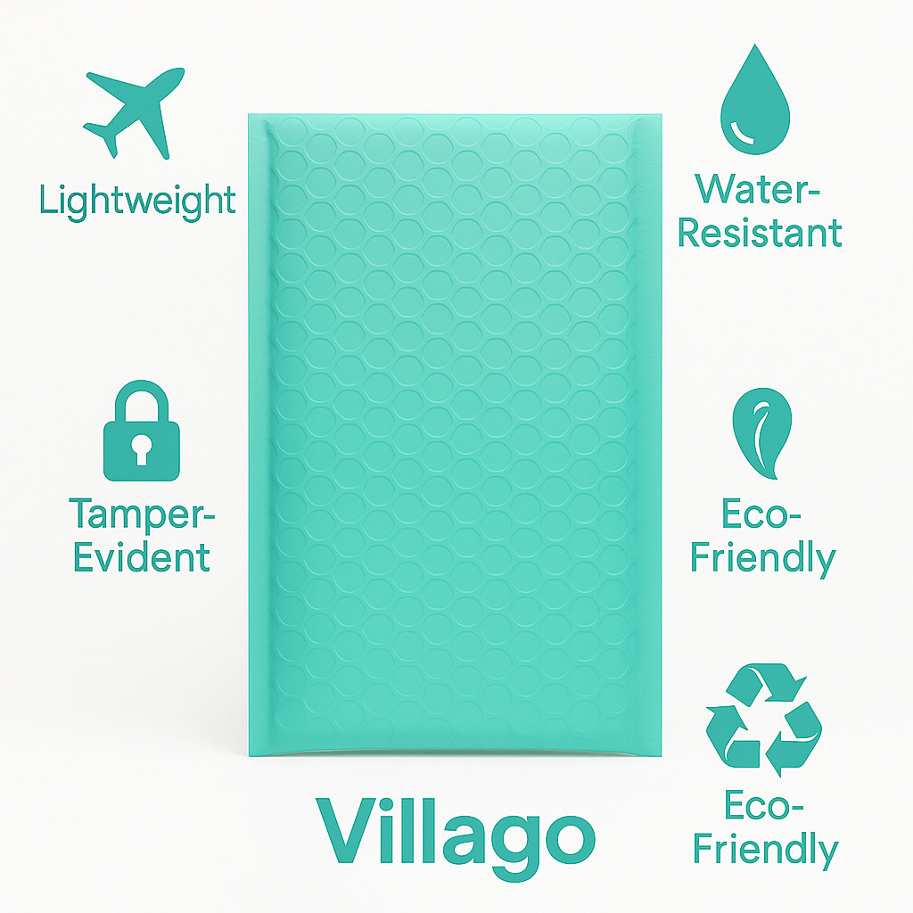 Villago Teal Bubble Mailers 4×8 Self-Seal Padded Envelopes – 50/100/200