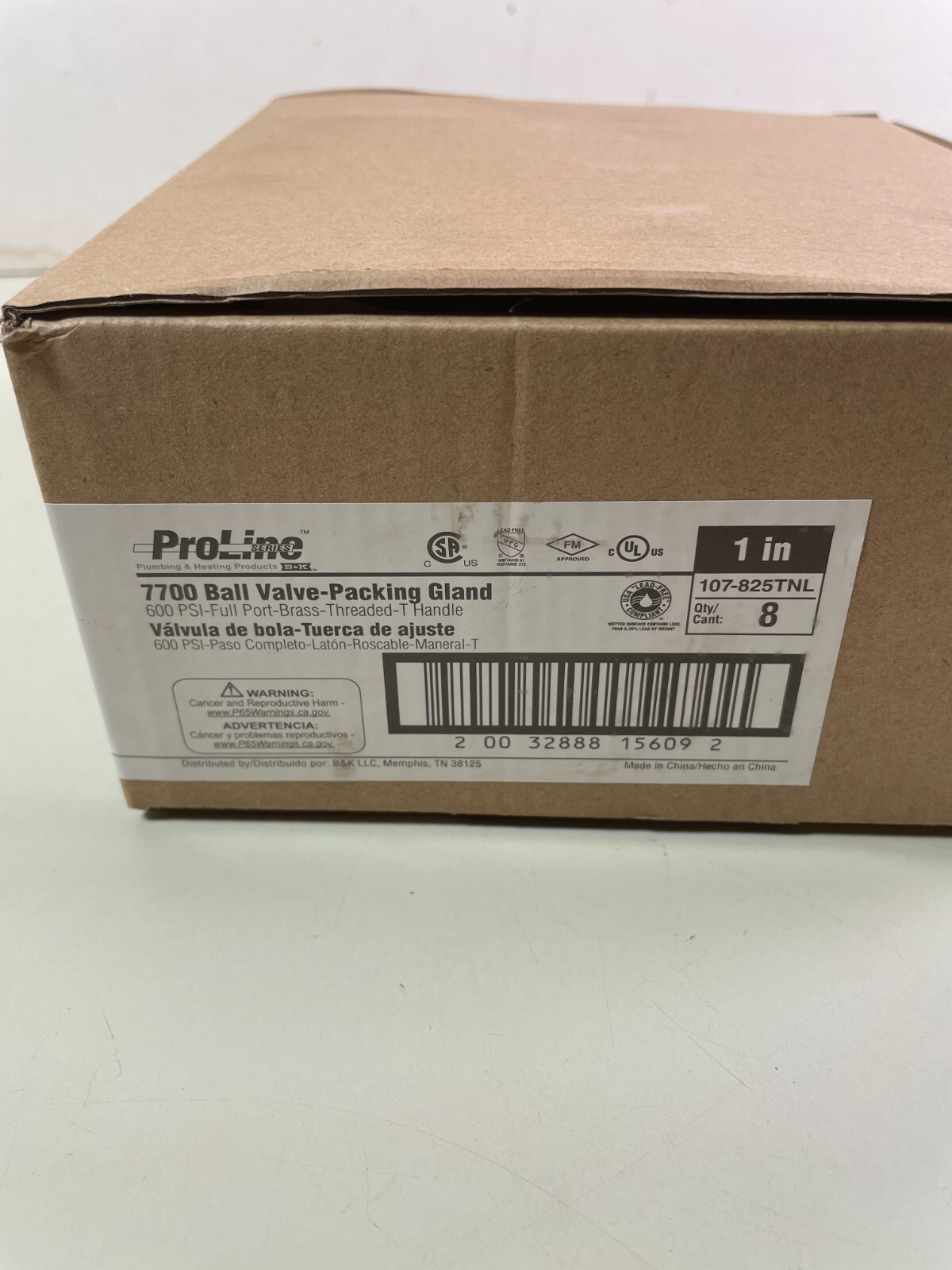 ProLine 1″ Brass Ball Valve 600PSI Full Port T Handle Valve 107-825TNL (8 Pack)