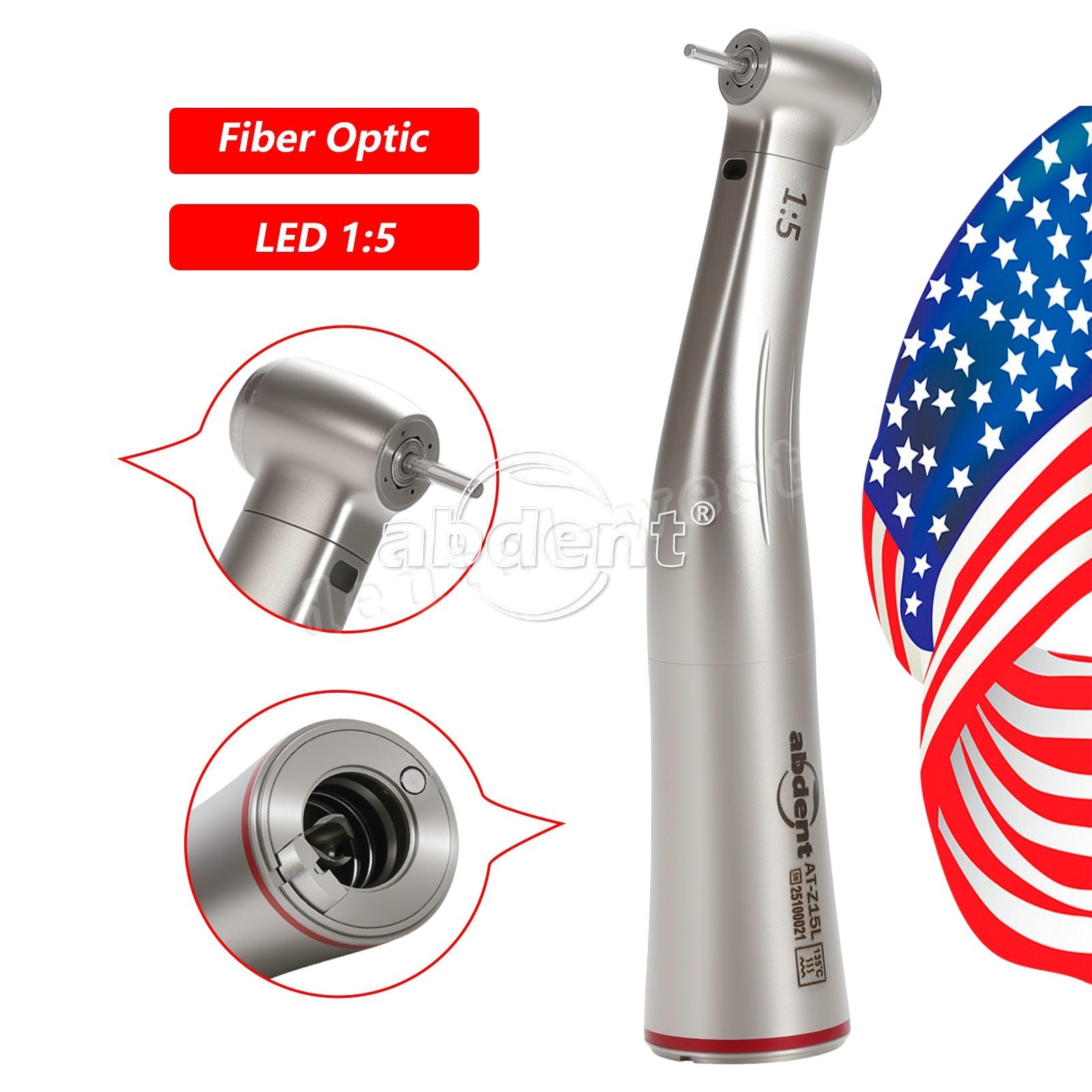 Dental 1:5 LED Fiber Optic Increasing Contra Angle NSK Style CE FDA