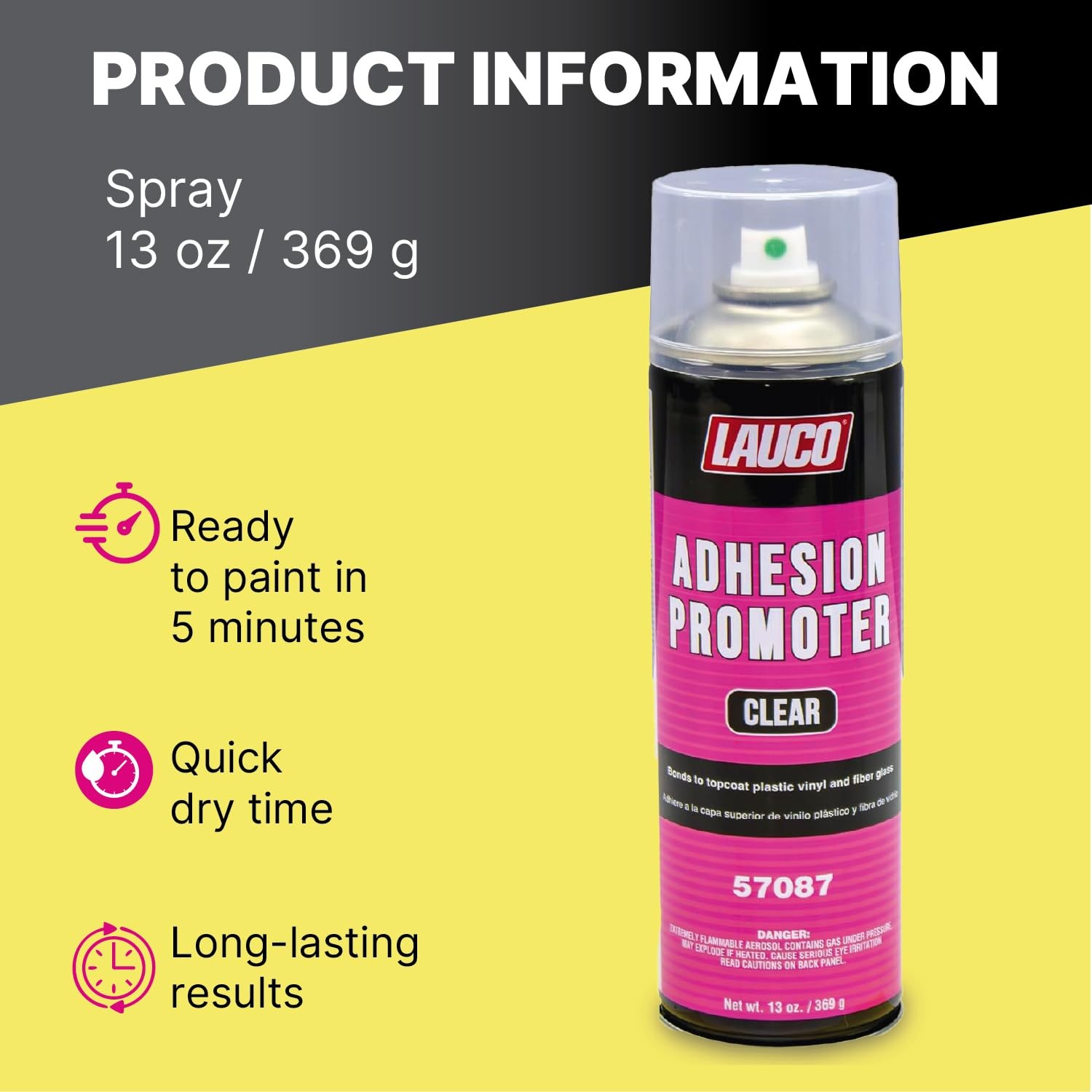 LAUCO Automotive Adhesion Promoter 13 oz Spray Can (57087) – Use on Multi