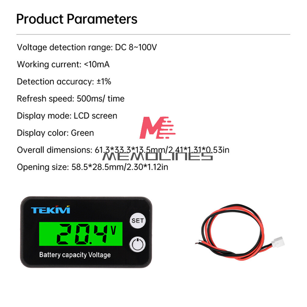 6136B High Precision LCD Battery Voltmeter Indicator Low Voltage Alarm Setting