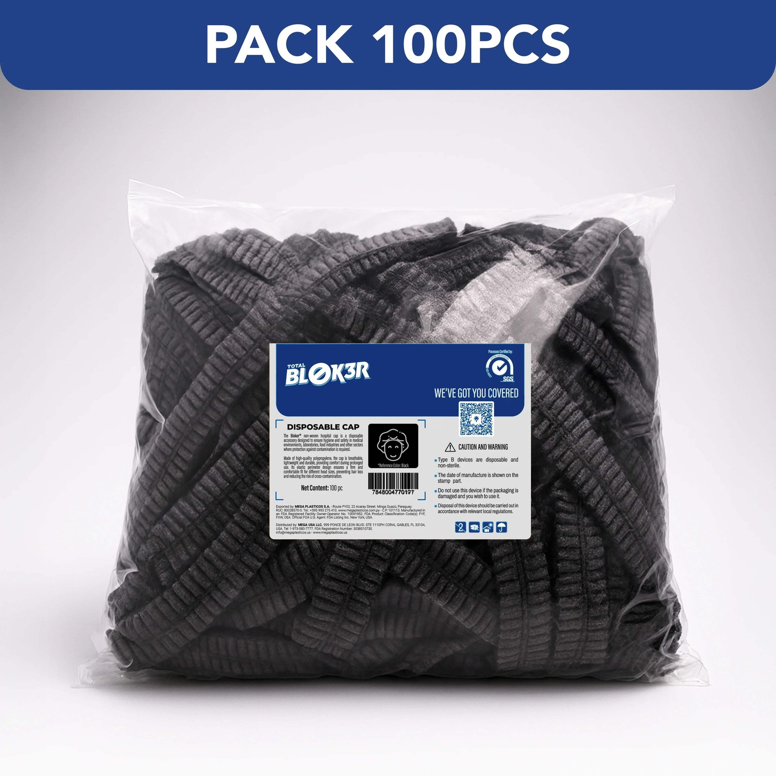 Disposable Bouffant Caps 1 Pack of 100 Protective Hair Covers
