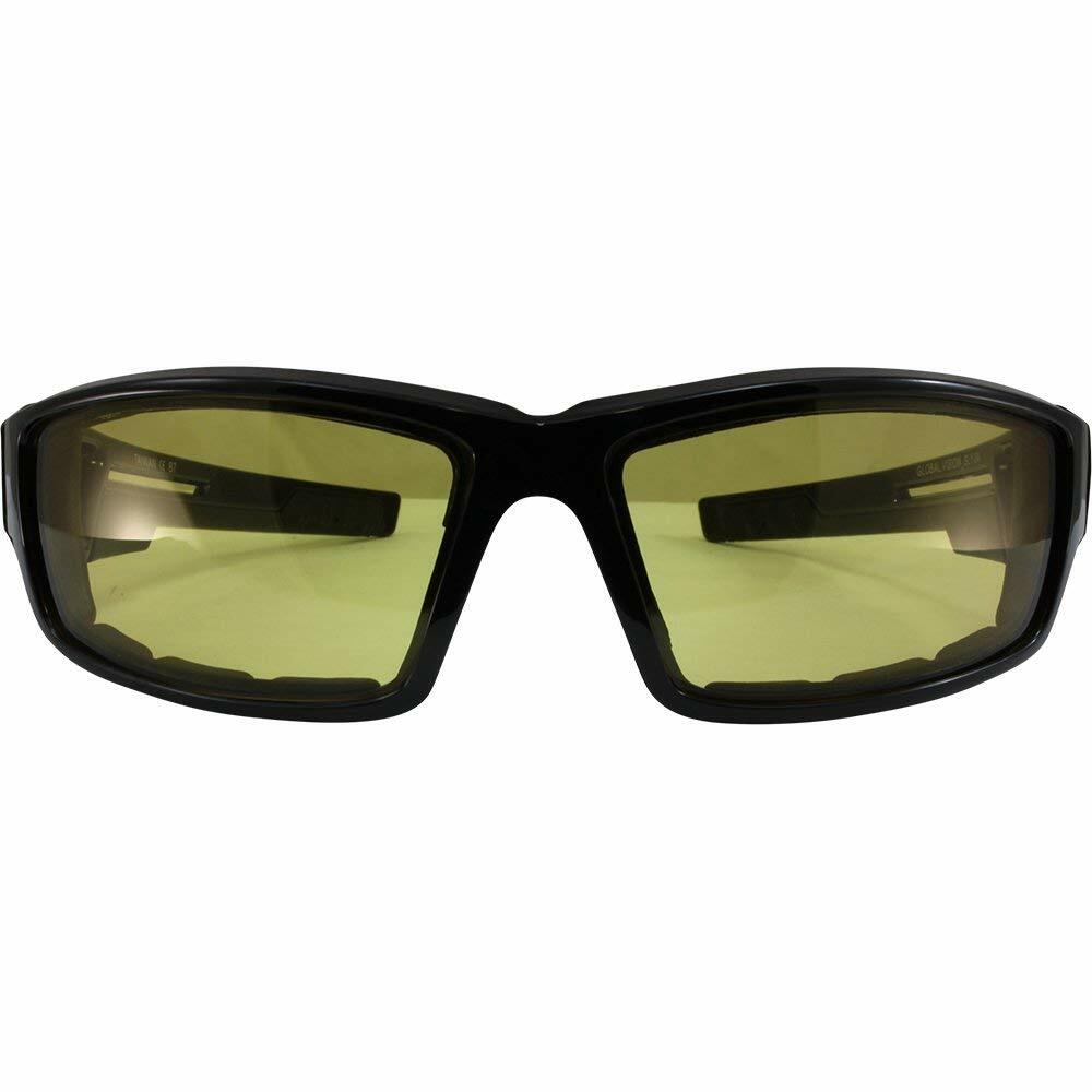 3 Global Vision Sly Motorcycle Glasses Black Frames 1 Clear Smoke 1 Yellow Lens