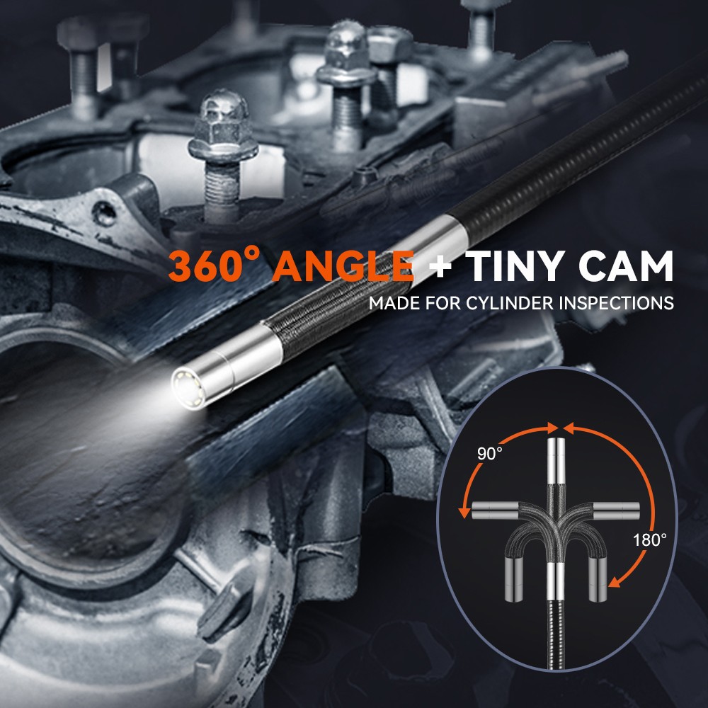 SCOPIX Two-Way 210° Inspection Borescope 6.2mm Endoscope Camera 3.3ft Semi Rigid