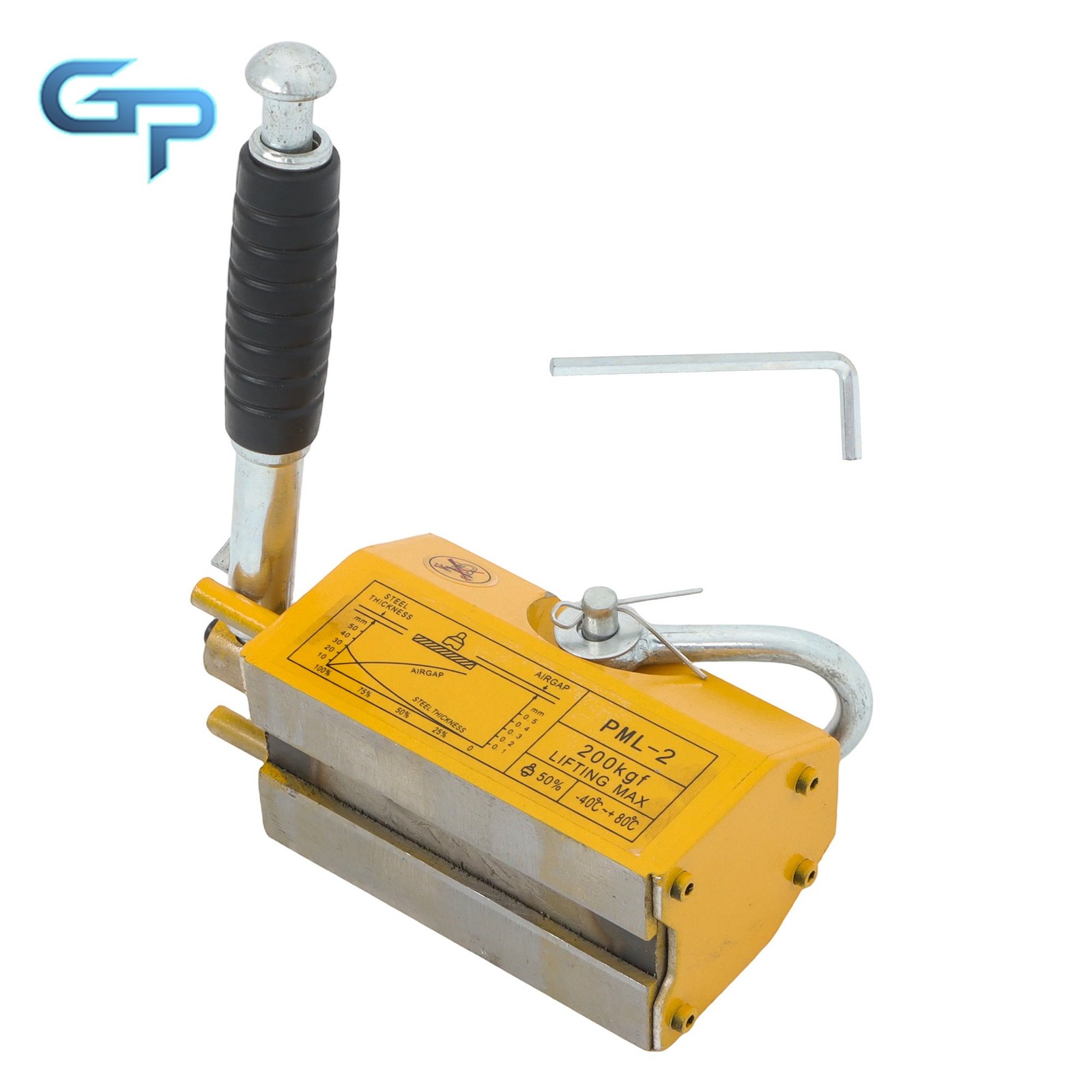 440lbs/200kg Permanent Magnetic Lifter 2.5 Safety Factor Yellow Lifting Magnet