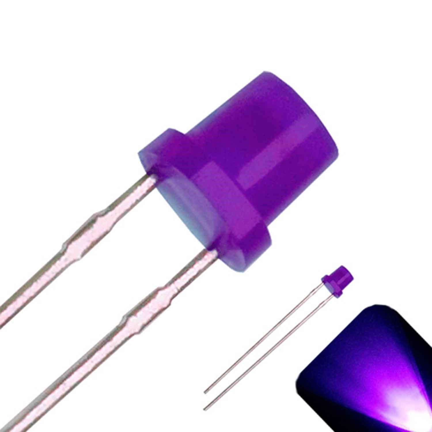 10 x LED 3mm UV / Purple Diffused Ultra Bright Flat Top Wide Angle LEDs Light