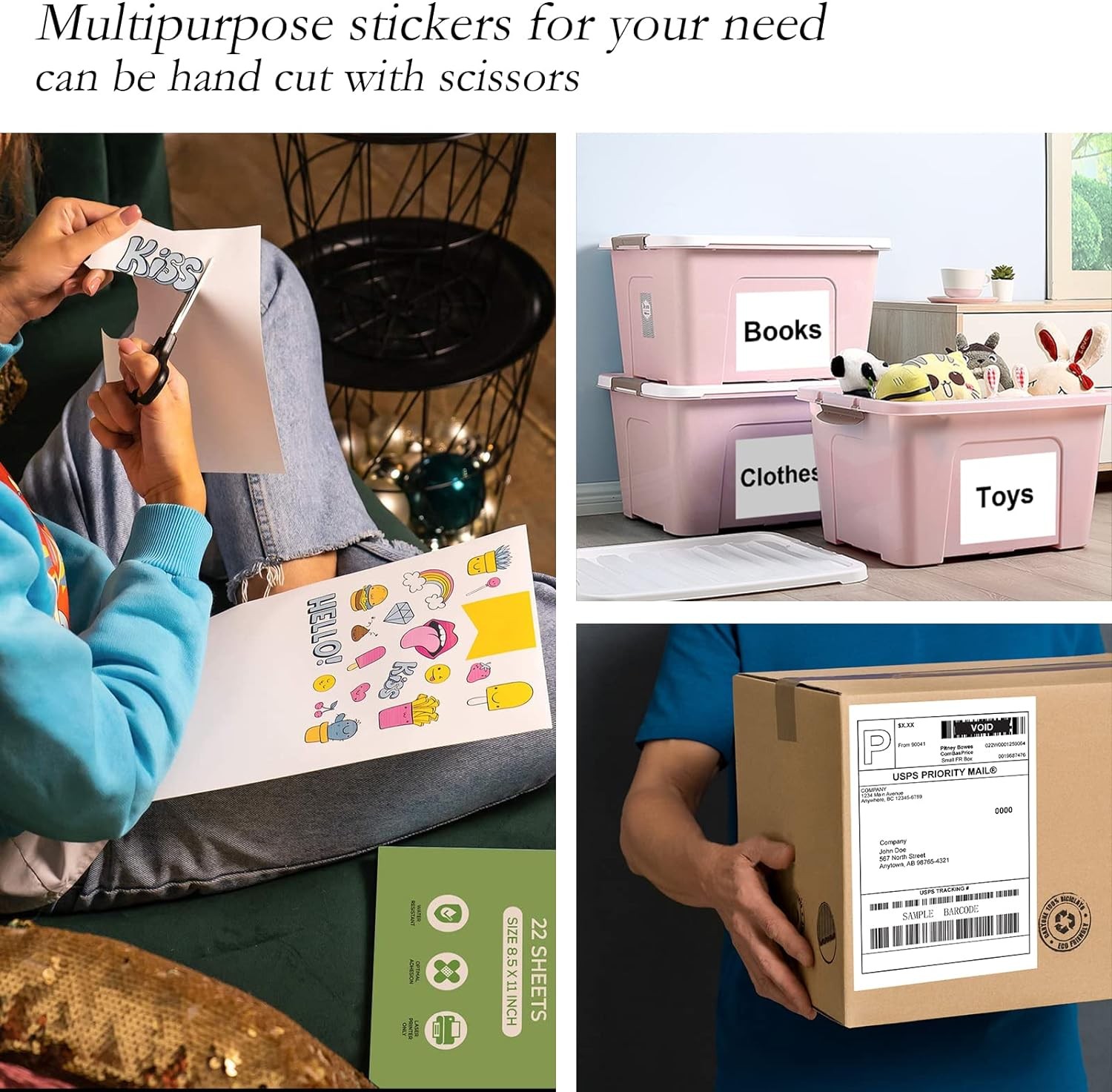 8.5″x11″ Full Sheet Shipping Labels Self Adhesive Blank Paper for Laser & Inkjet
