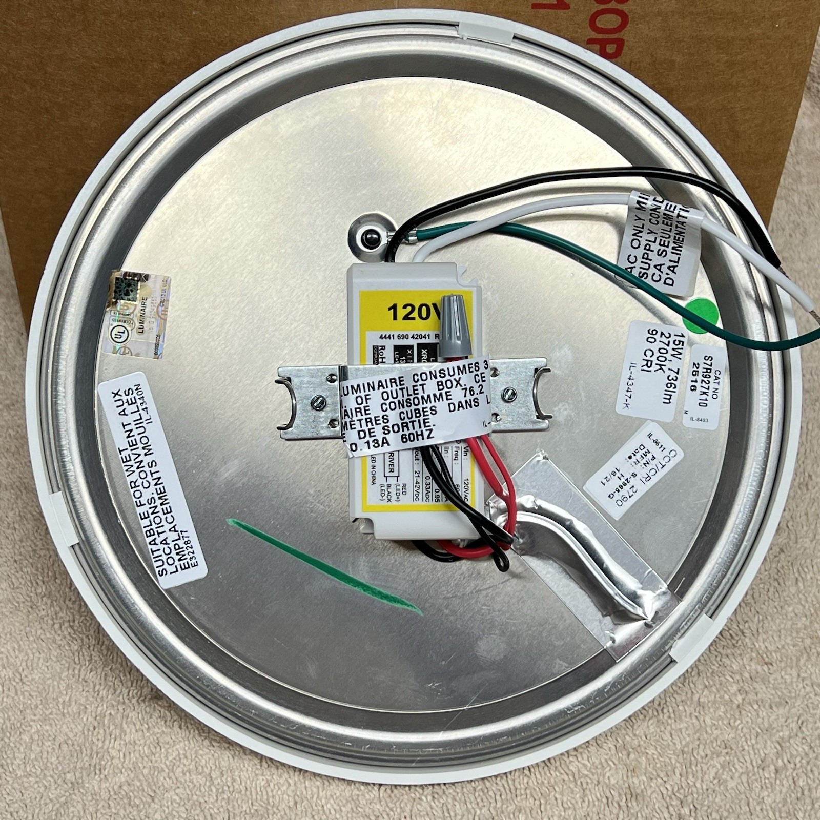 Philips Lightolier 7″ ROUND SURFACE MOUNT27K, 90CRI, 120V MATTE WHITE S7R927K10