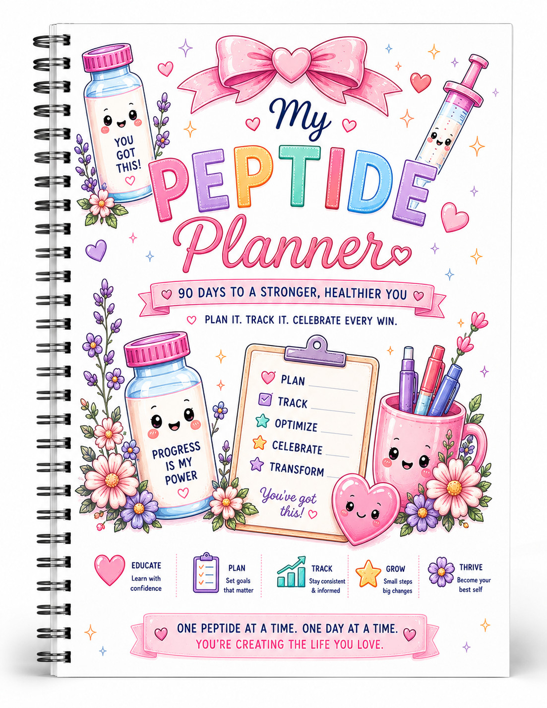 Womens 90 Day Beginner Peptide Guide & Planner For Health, Wellness, GLPs & More