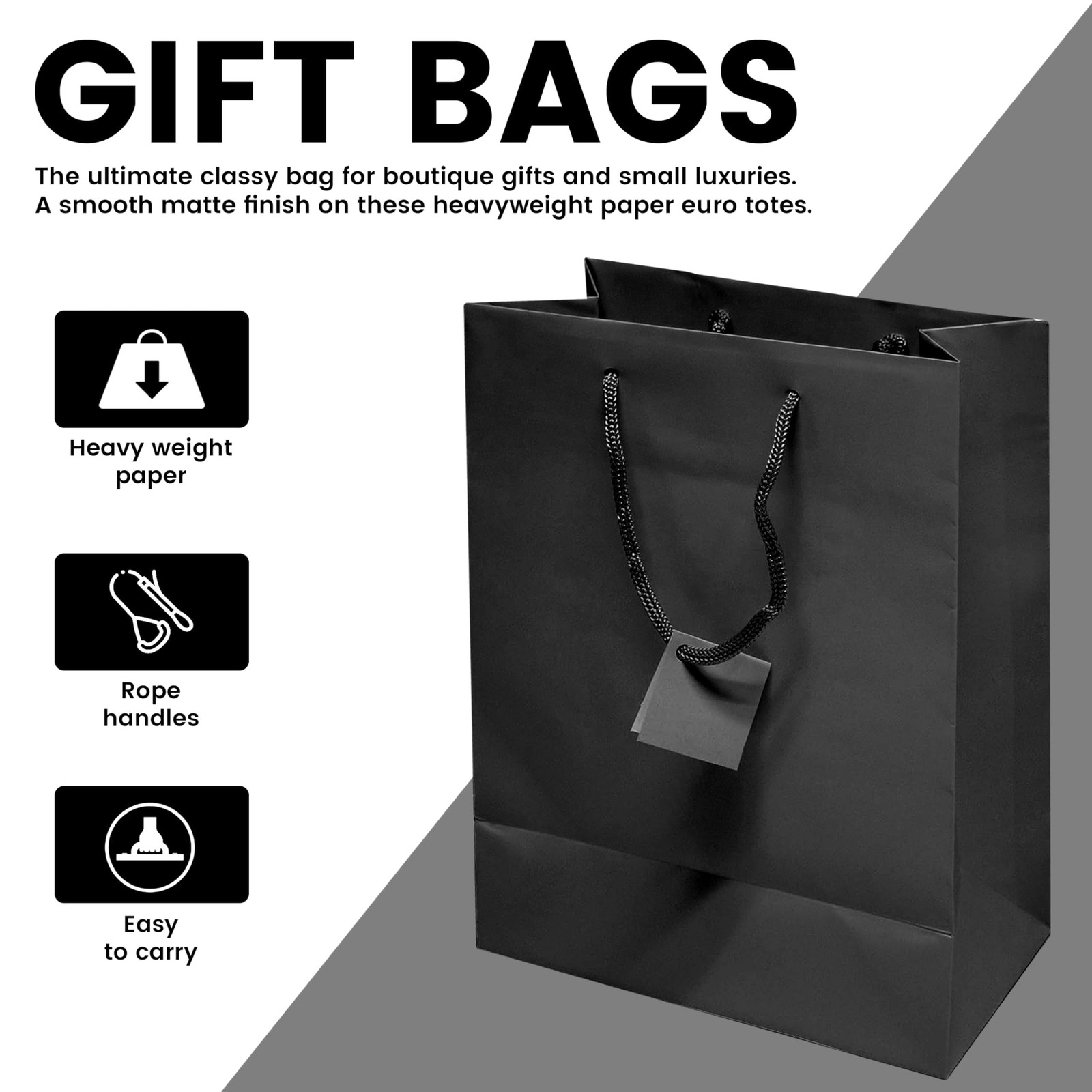 Novel Box Black Gift Bags with Handles 10 Pack 8x4x10 Inches Large Paper Bulk…