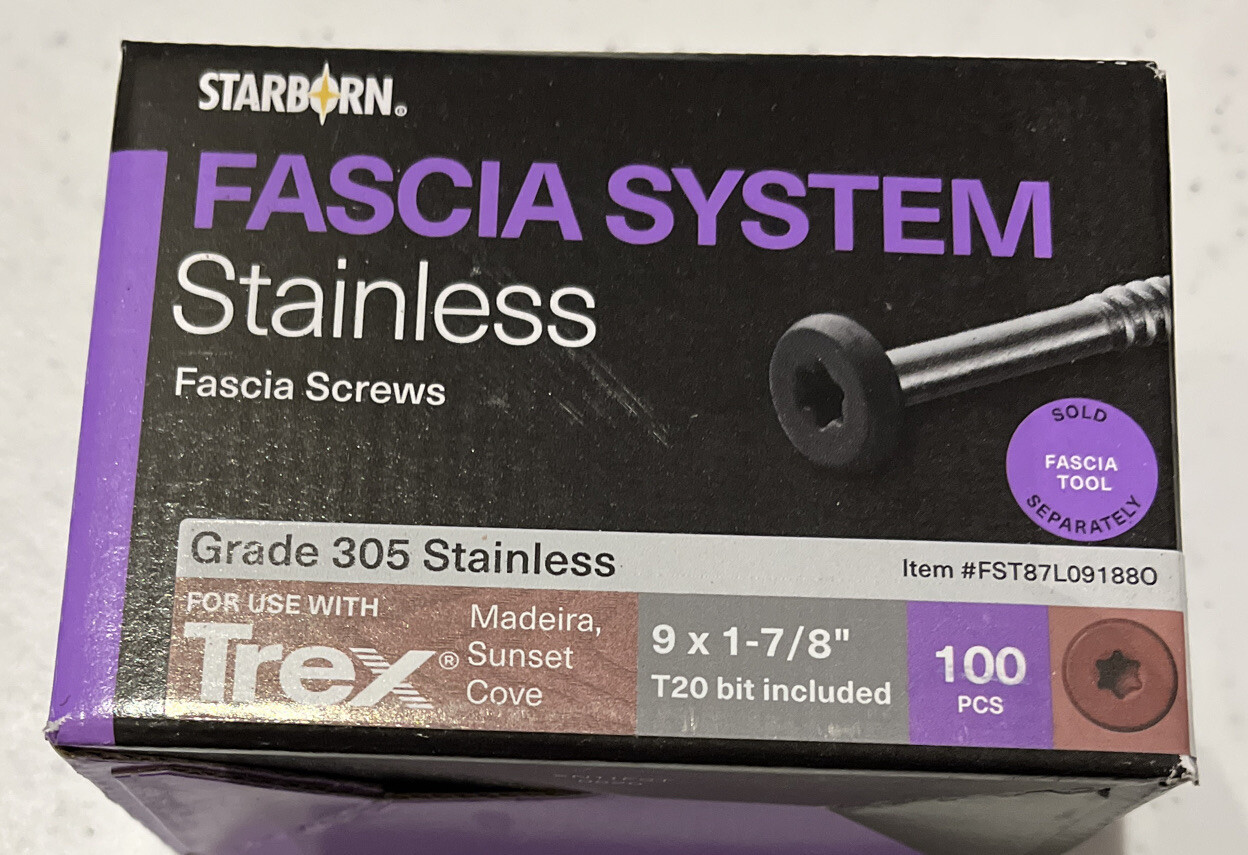 STARBORN Fascia System for TREX #9 X 1-7/8″ 305 Stainless Screws Madeira