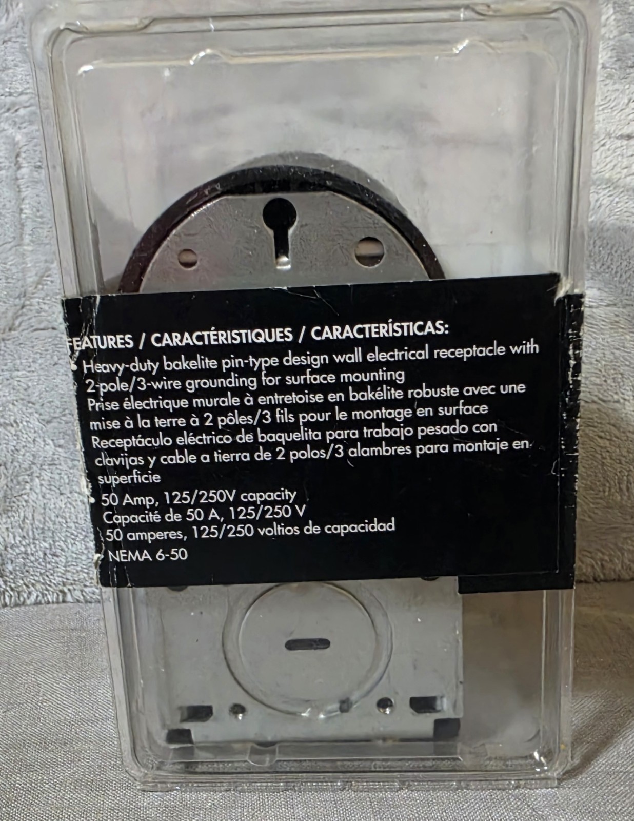 Forney Surface Mount Plastic Wall Receptacle 50 Amp 125/250 Volt 58402 Nema 6-50