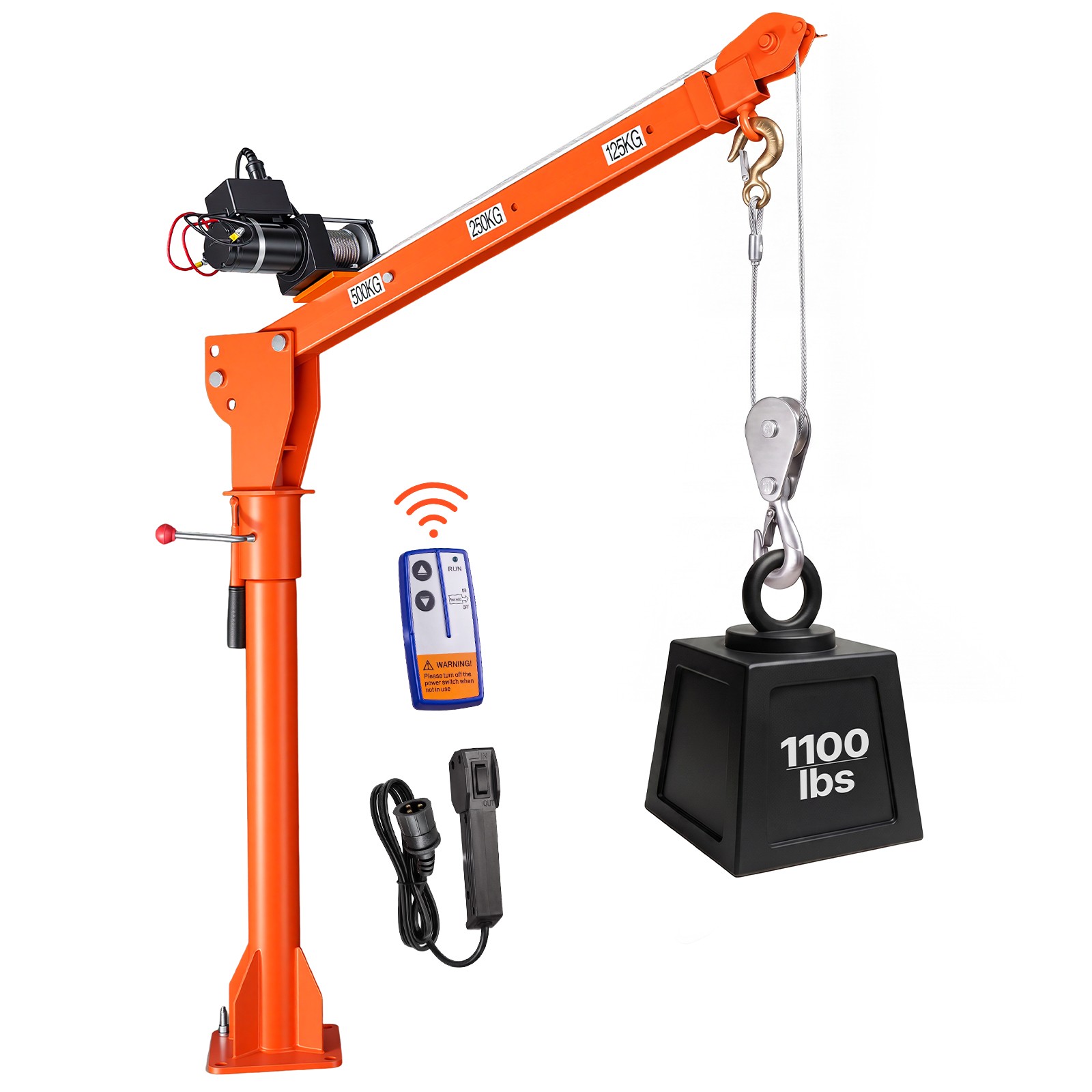 VEVOR Electric Pickup Truck Crane 1100 lbs Winch Steel Foldable Lumber Lifting