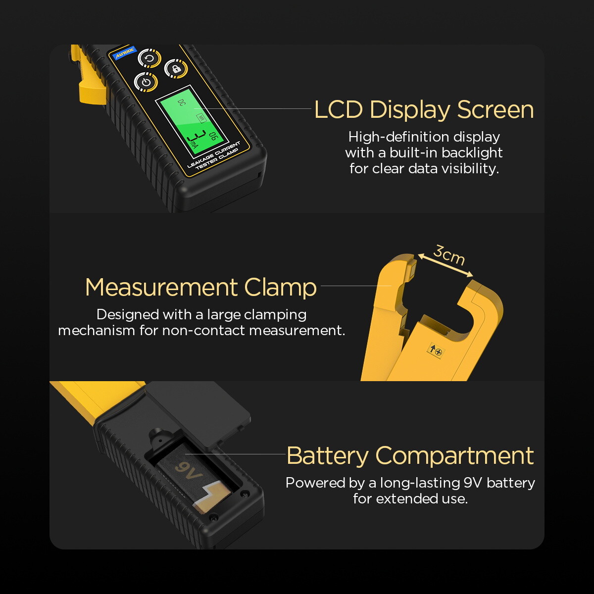 AUTOOL BT270 Handheld Digital Leakage Current Clamp AC DC Low Current Wireless