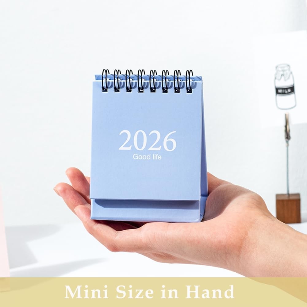 Mini Desk Calendar 2026-2027, January 2026 until July 2027, 19 Months Black