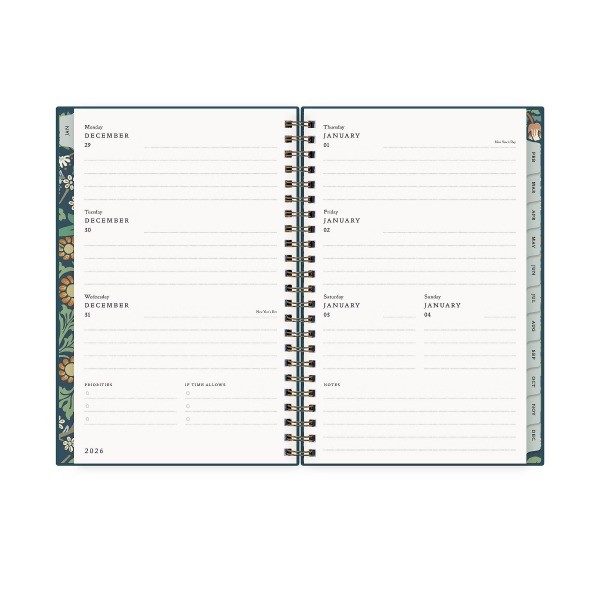5"x8" 2026 Weekly/Monthly Wirebound Planner Hardcover Blackthorn Blue