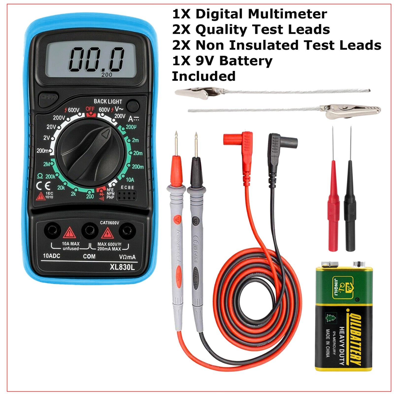 Digital Multimeter AC DC Voltmeter Ammeter Ohmmeter Volt Tester Meter WITH BATs