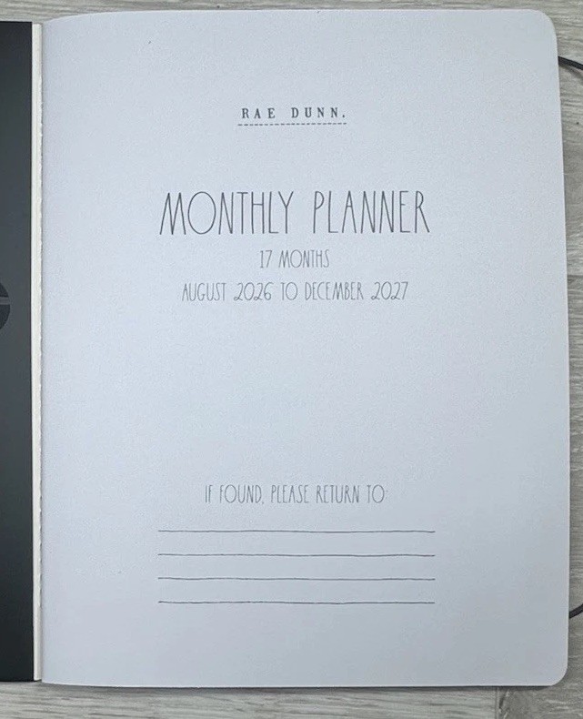 RAE DUNN 2026 2027 Monthly Calendar Planner STRIPED Blue 2027 Size 9.75 X 7.5″