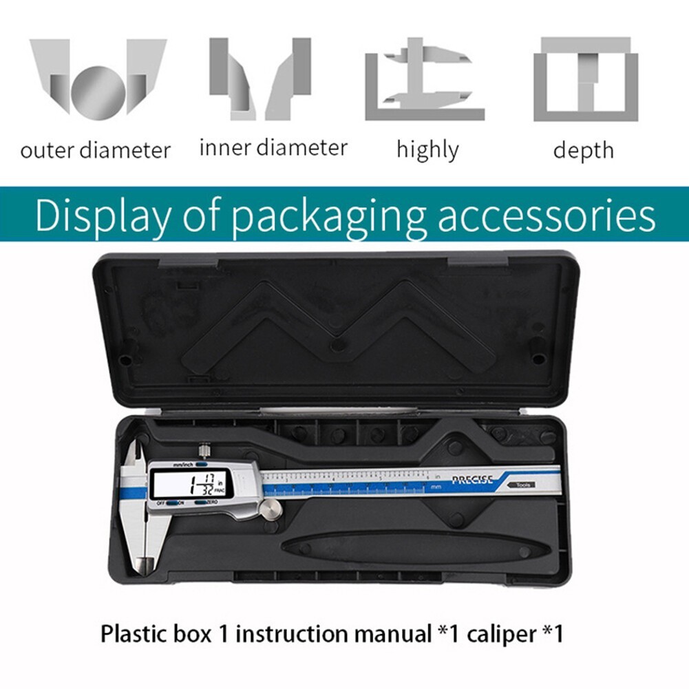 Digital Display Vernier Caliper 150mm Fraction/MM/Inch Caliper Stainless Steel