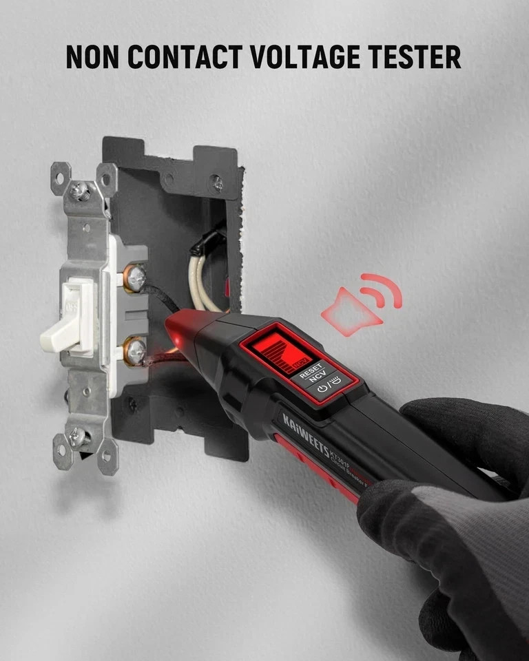 KAIWEETS LCD Ekranlı Devre Kesici Bulucu, NCV Test Cihazı ve Siyah Renk