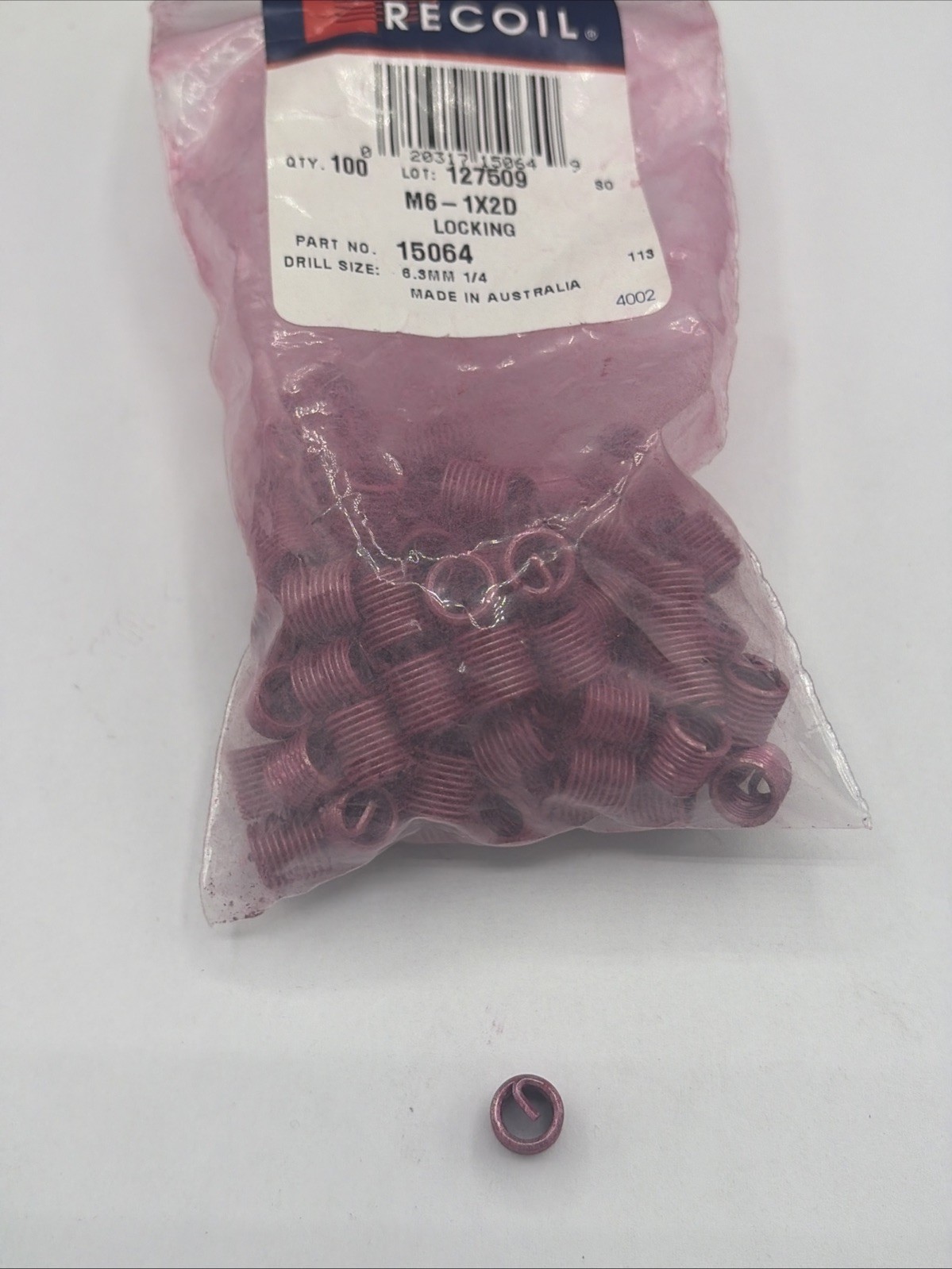 QTY 25, RECOIL 15064, MA3329-206, M6x1.0 2D Locking Thread Insert, NOS