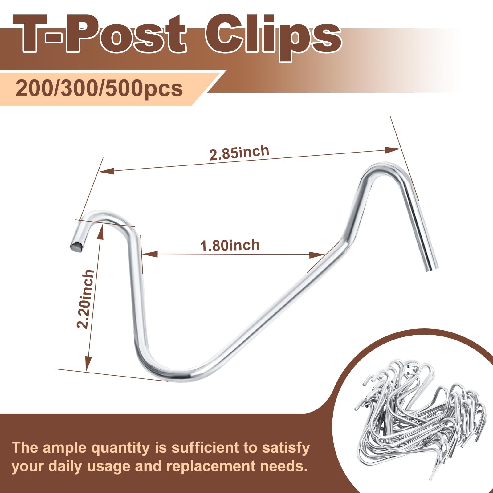 T-Post Clips Fence Wire Clips Galvanized Steel Fence Clips (300PCS) Time-Savi…